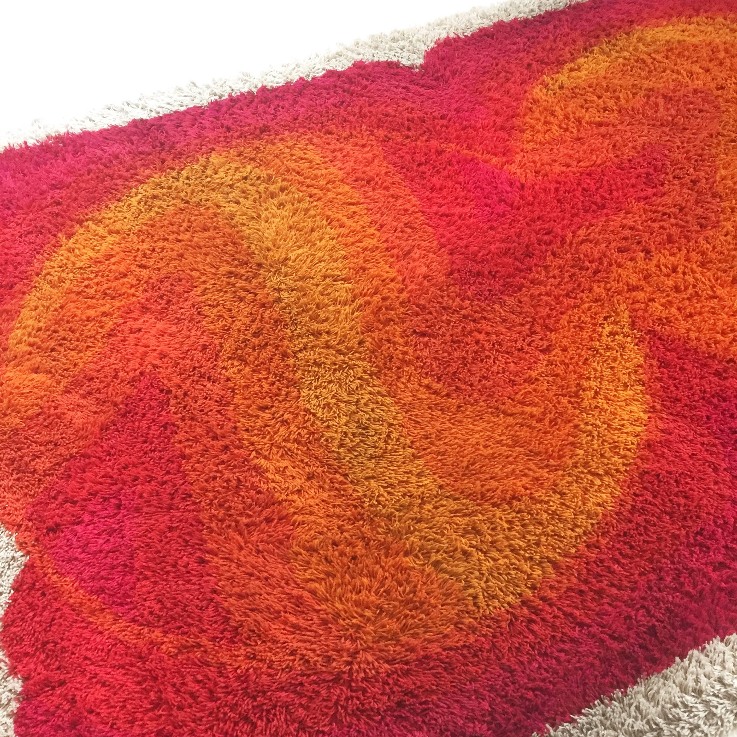 20th Century Extra Large Vintage 1970s Modernist Multi-Color High Pile Rya Rug by Desso