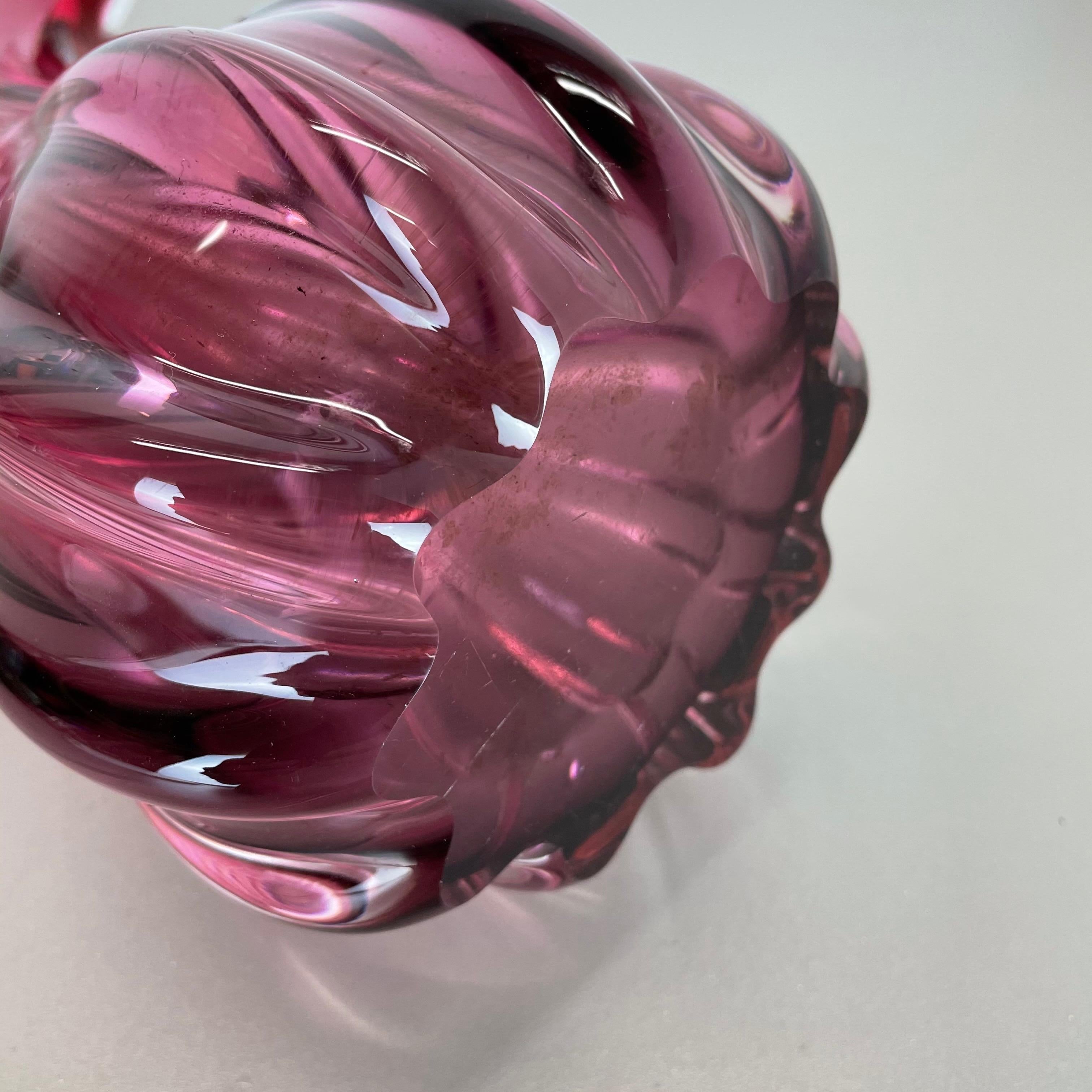 Multi-Color Pink Floral Murano Glass Sommerso Vase Italy, 1970s 11