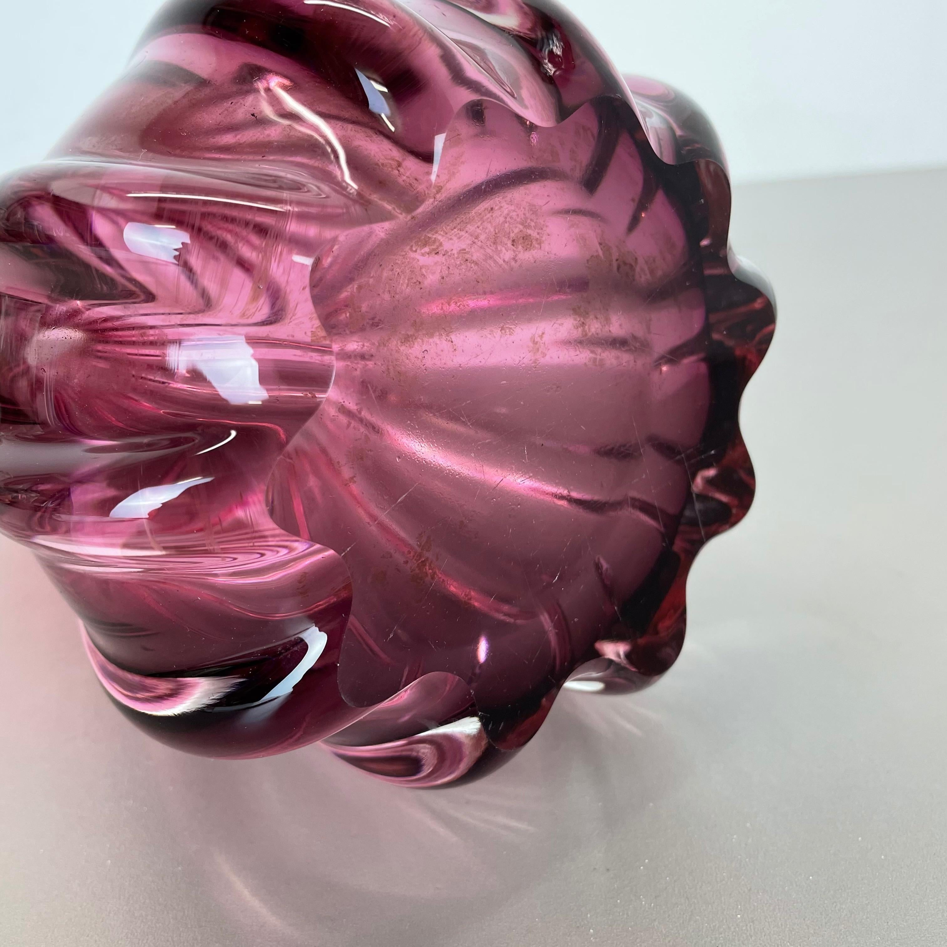Multi-Color Pink Floral Murano Glass Sommerso Vase Italy, 1970s 12
