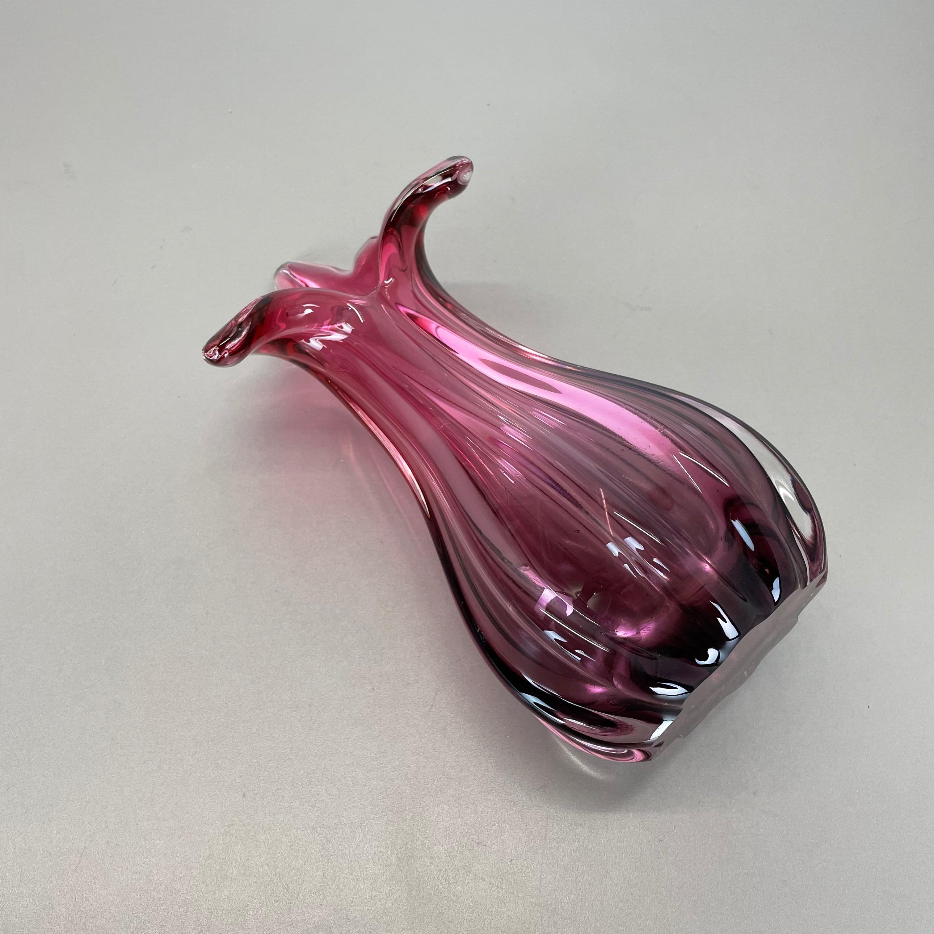 Multi-Color Pink Floral Murano Glass Sommerso Vase Italy, 1970s 14