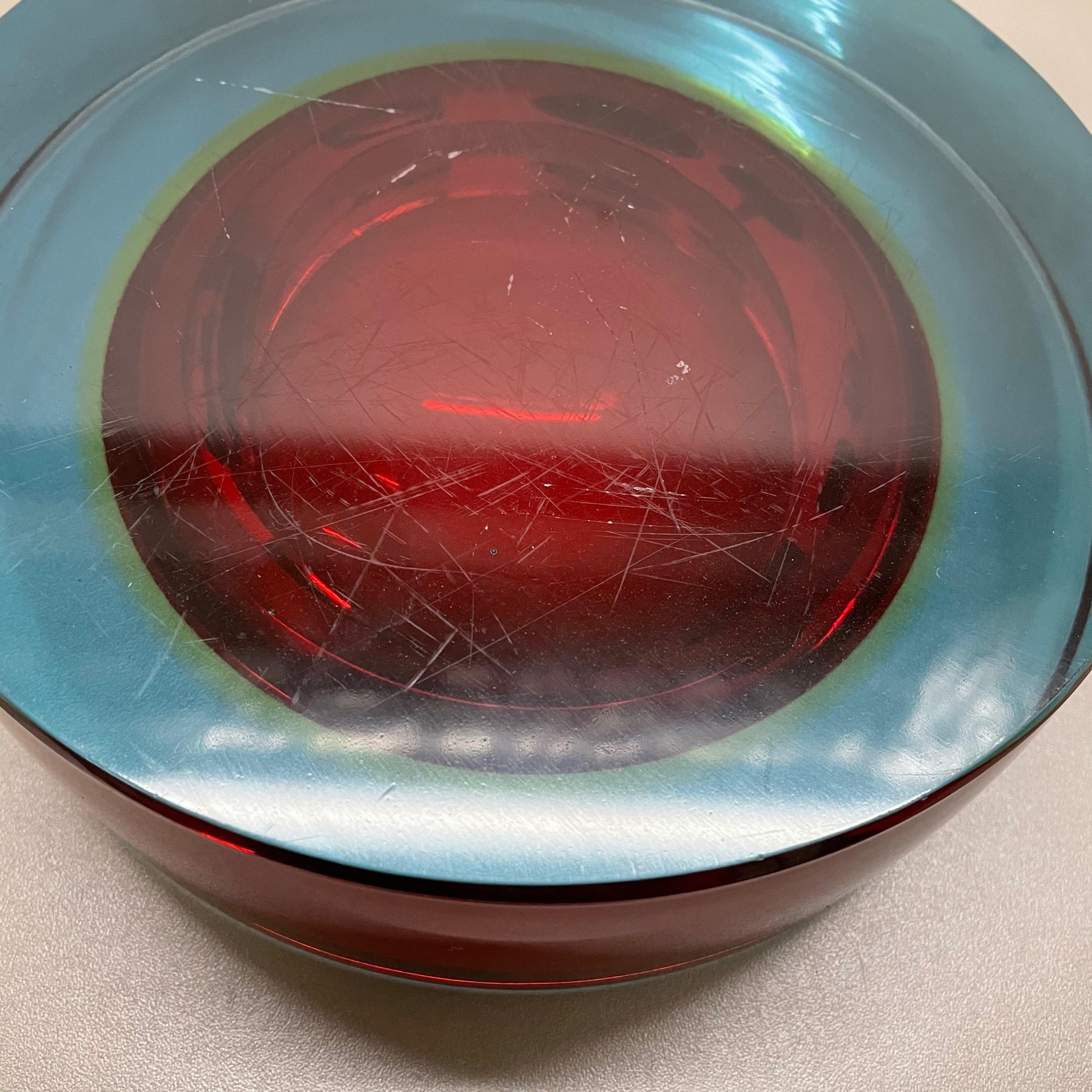 Extra Large 3, 6kg Sommerso Bowl Murano Vetri Glass by Cenedese, Italy, 1970s For Sale 9