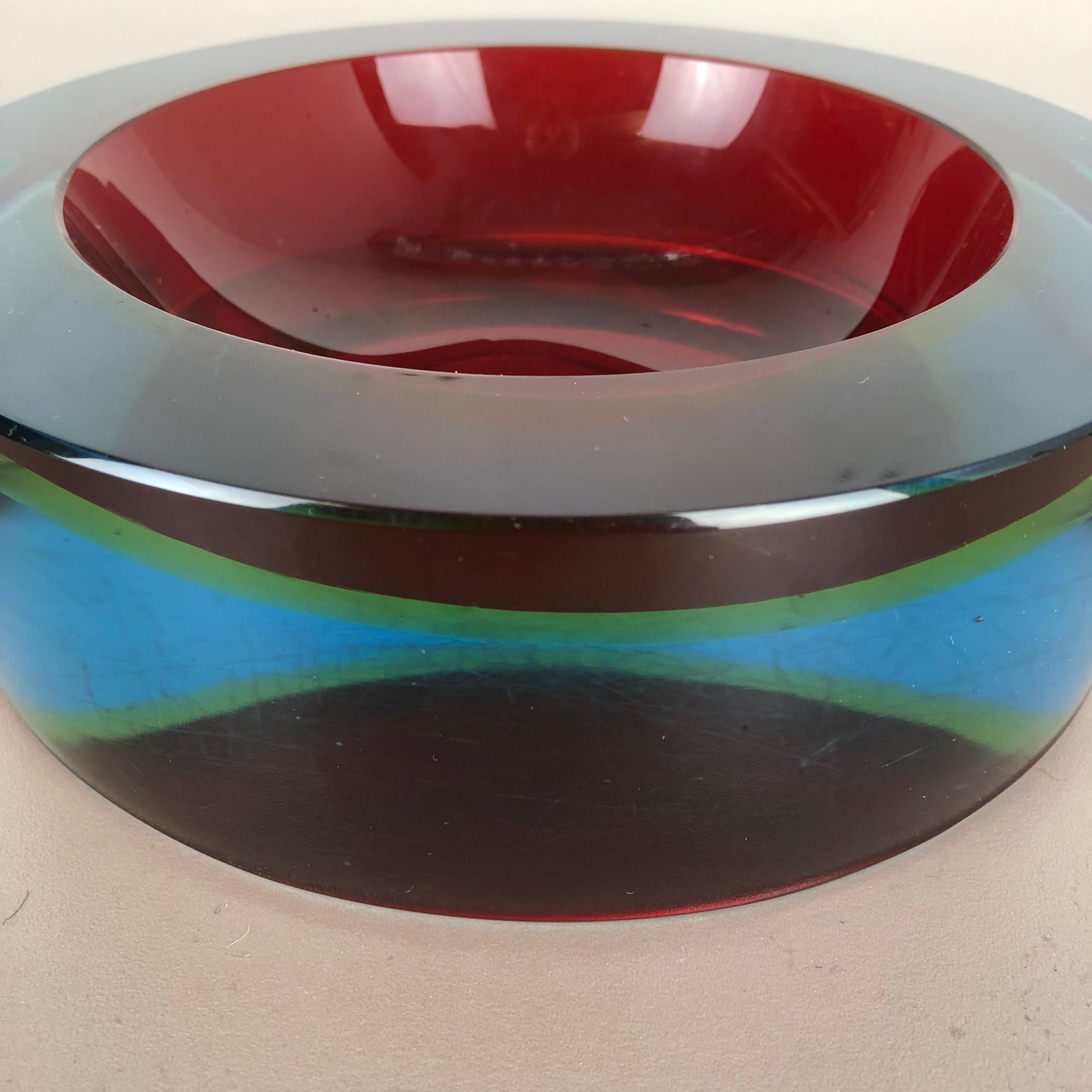 Extra Large 3, 6kg Sommerso Bowl Murano Vetri Glass by Cenedese, Italy, 1970s For Sale 1