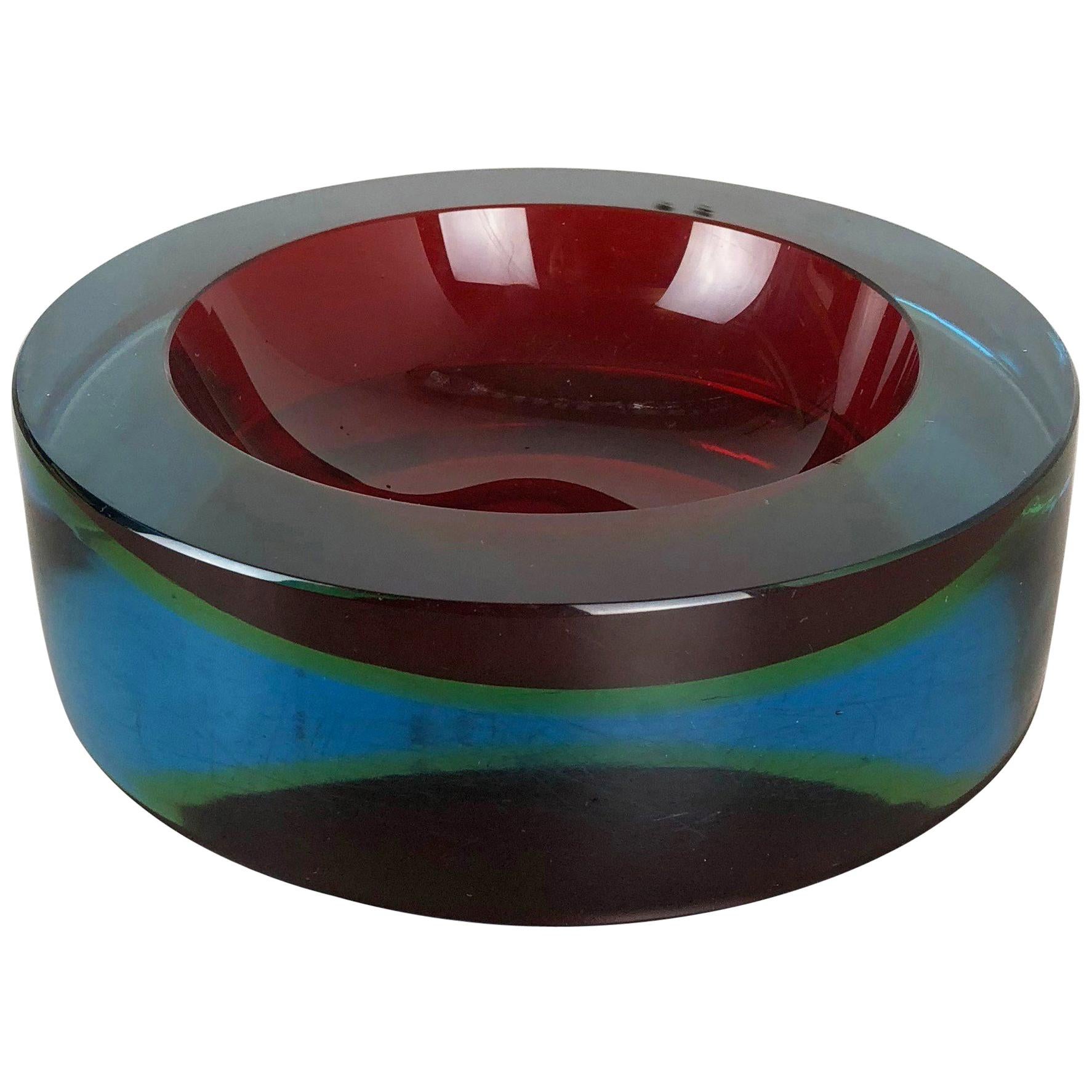 Extra Large 3, 6kg Sommerso Bowl Murano Vetri Glass by Cenedese, Italy, 1970s