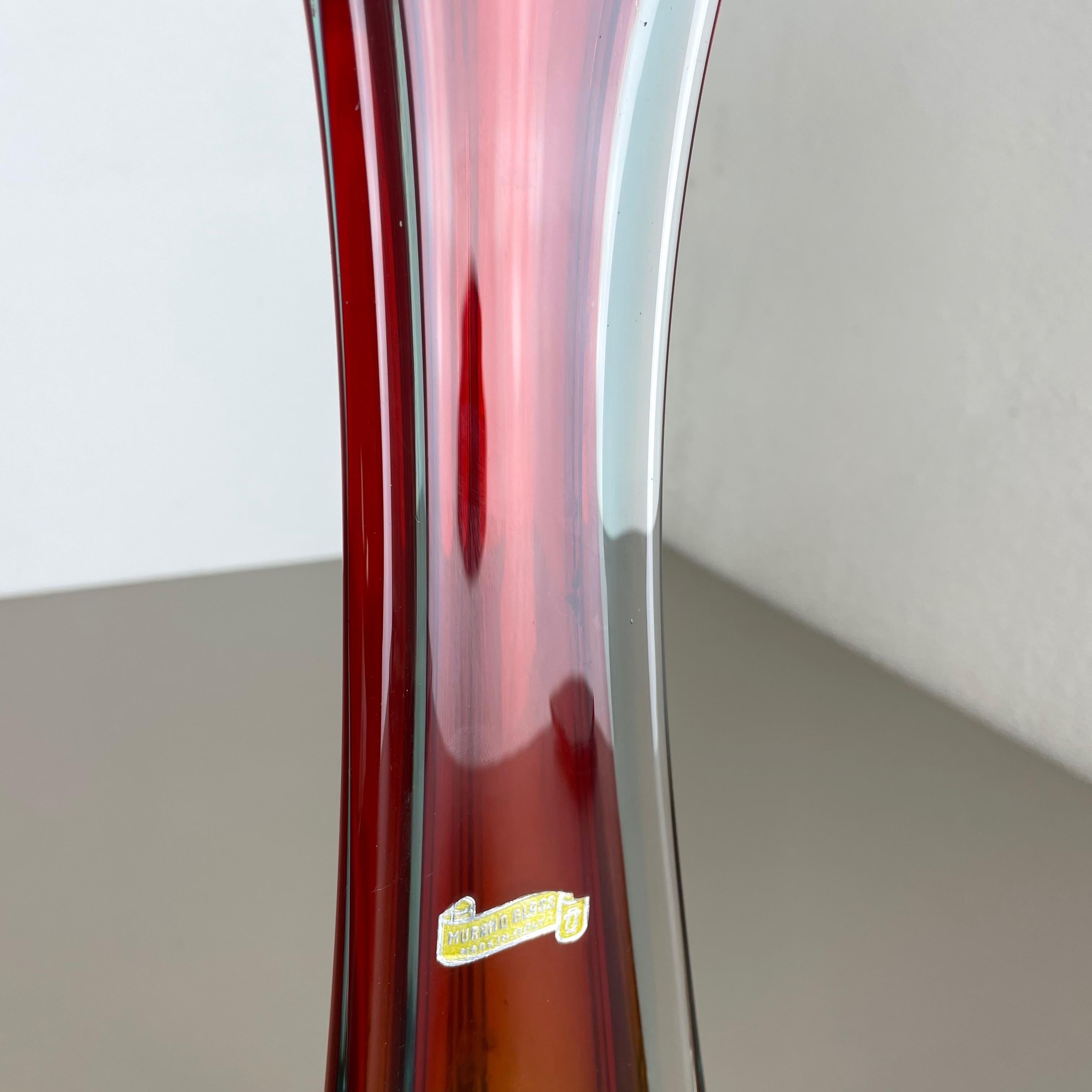 Extra Large Organic Multi-Color Murano Glass Sommerso Vase Italy, 1970s For Sale 4