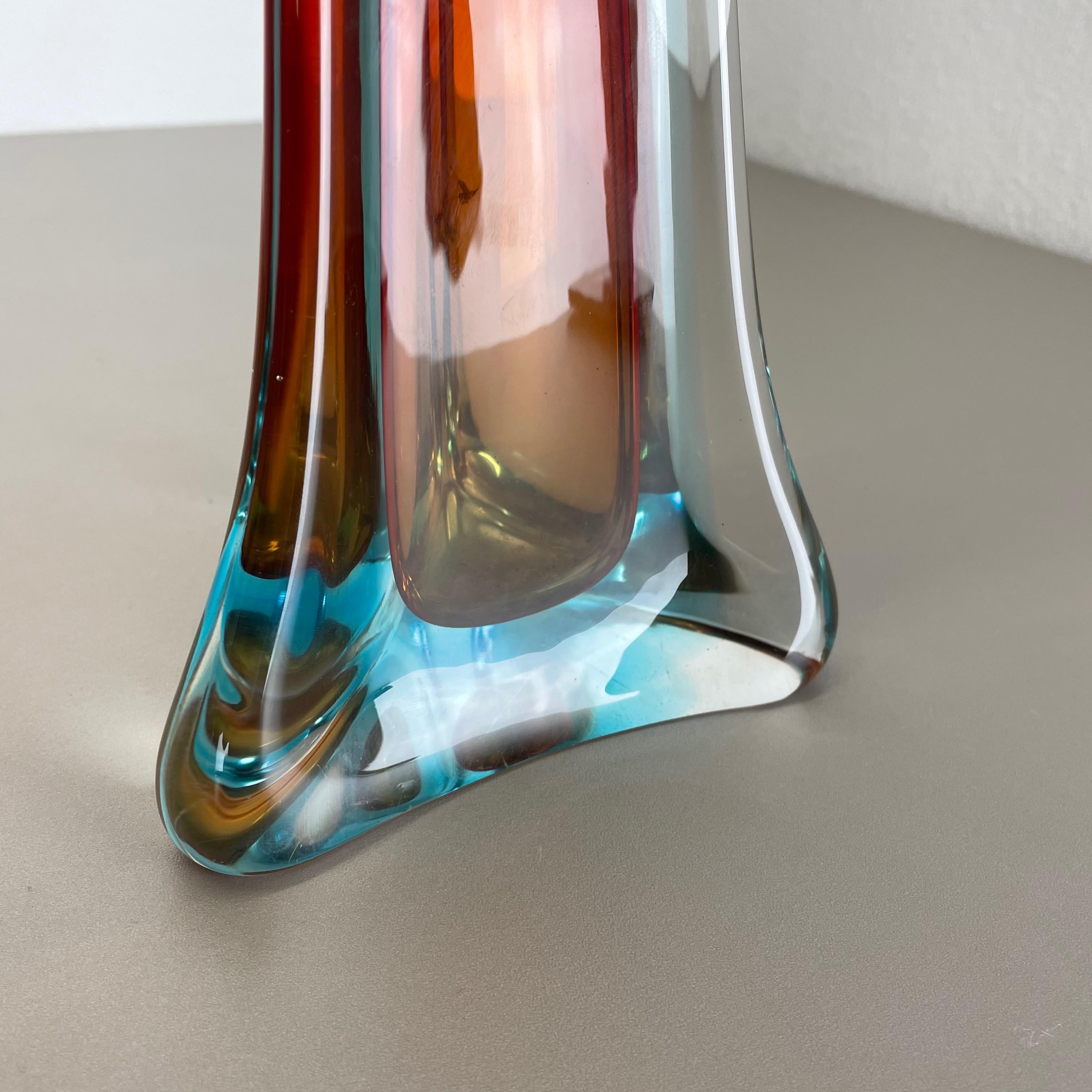 Extra Large Organic Multi-Color Murano Glass Sommerso Vase Italy, 1970s For Sale 5