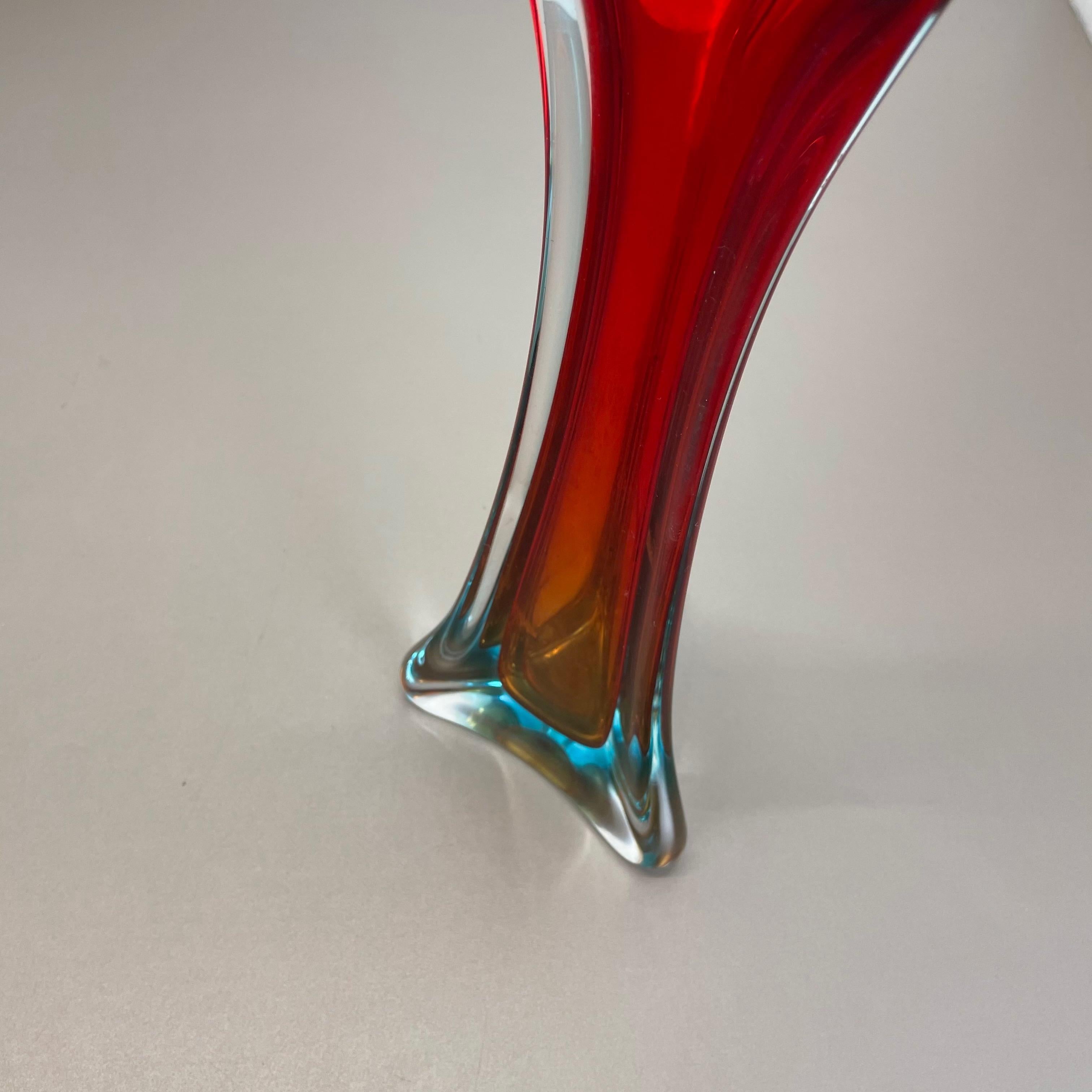 Extra Large Organic Multi-Color Murano Glass Sommerso Vase Italy, 1970s For Sale 6