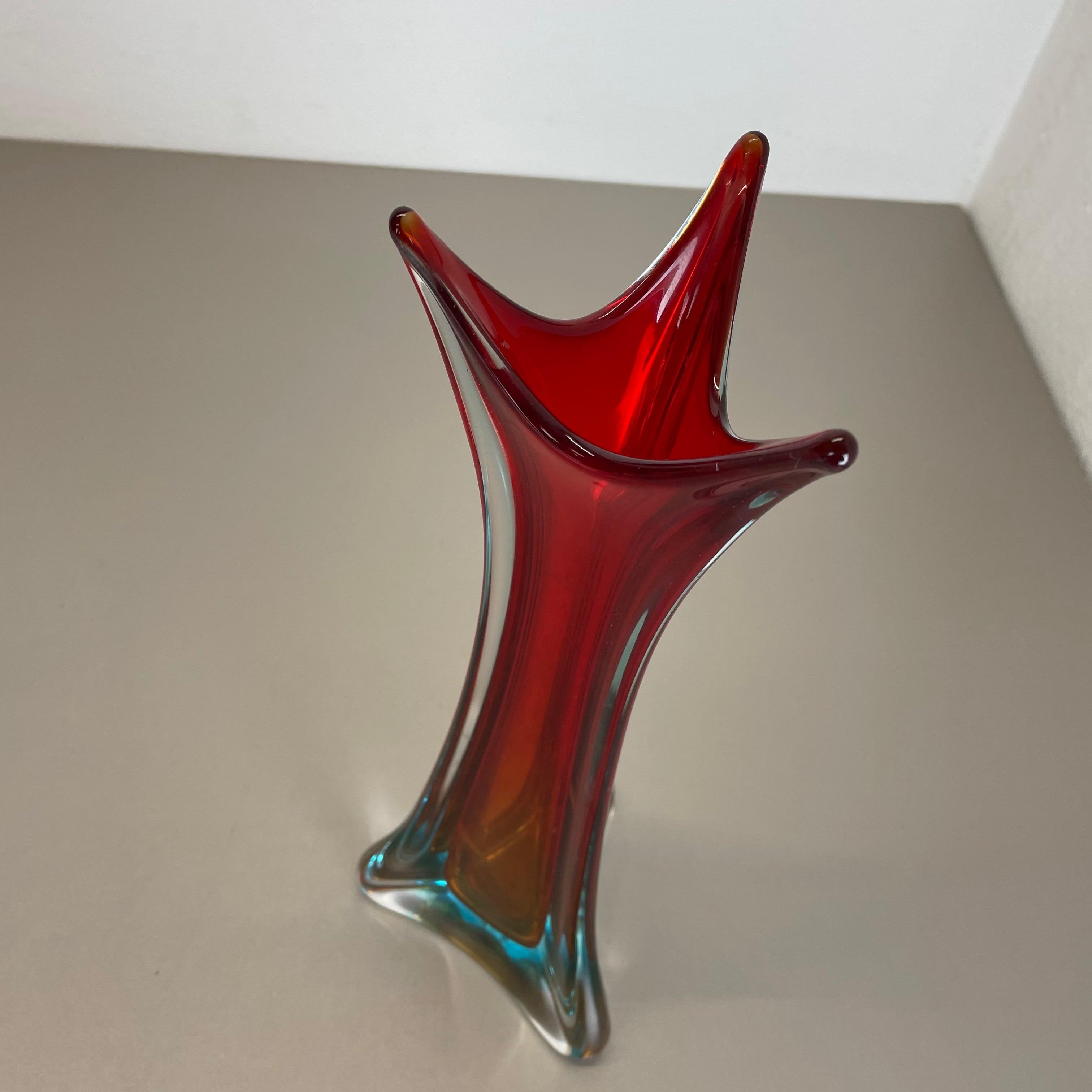 Extra Large Organic Multi-Color Murano Glass Sommerso Vase Italy, 1970s For Sale 7