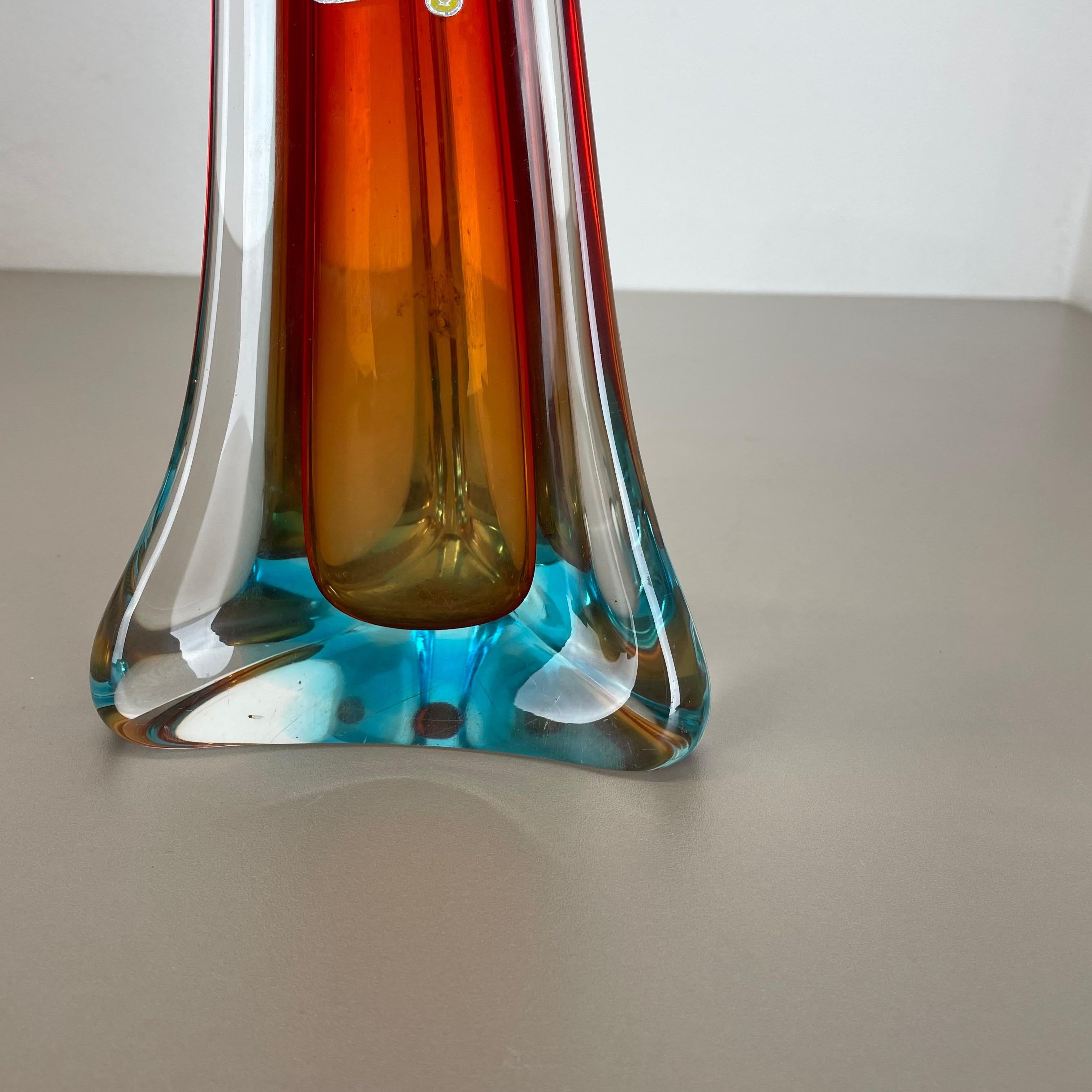 Extra Large Organic Multi-Color Murano Glass Sommerso Vase Italy, 1970s In Good Condition For Sale In Kirchlengern, DE