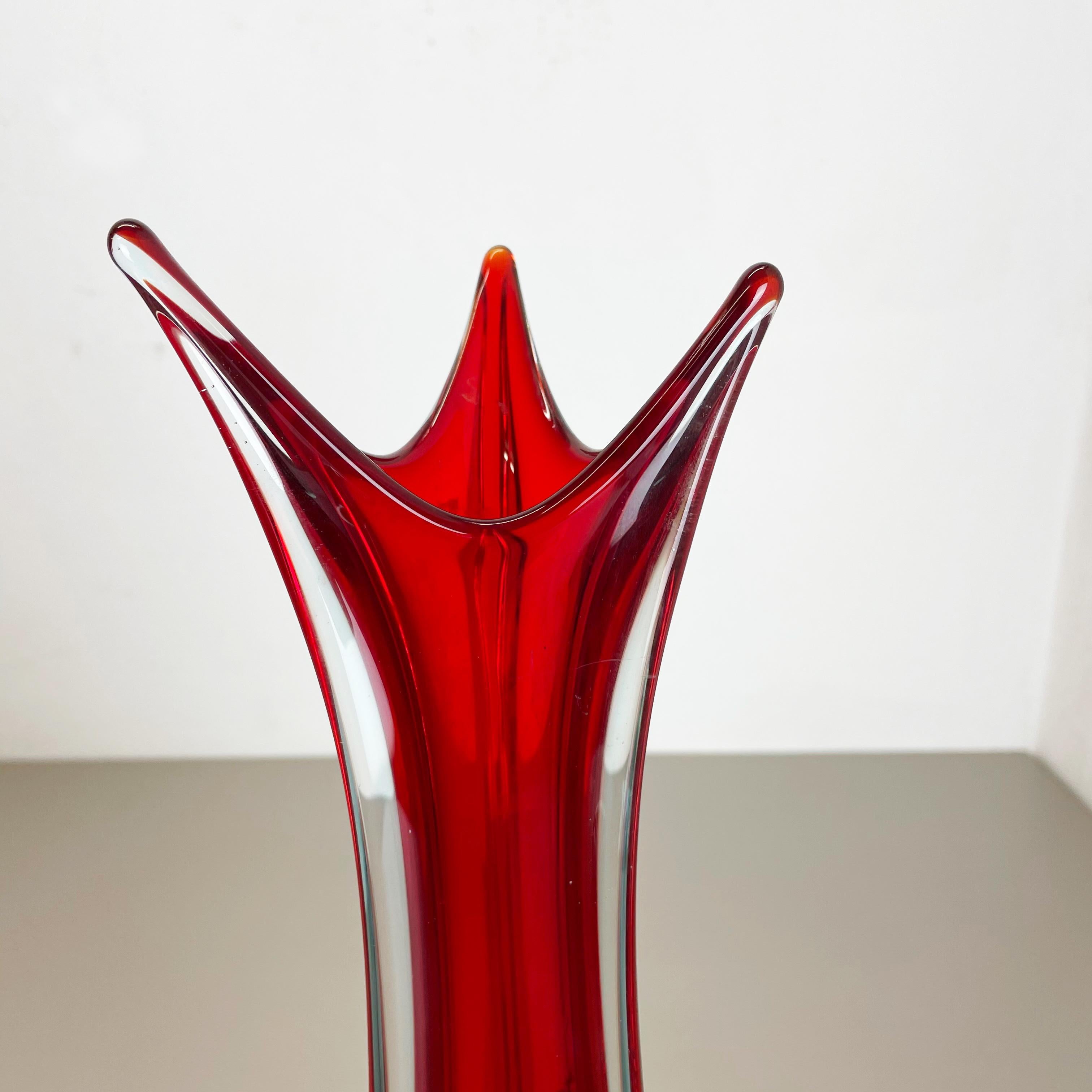 20th Century Extra Large Organic Multi-Color Murano Glass Sommerso Vase Italy, 1970s For Sale