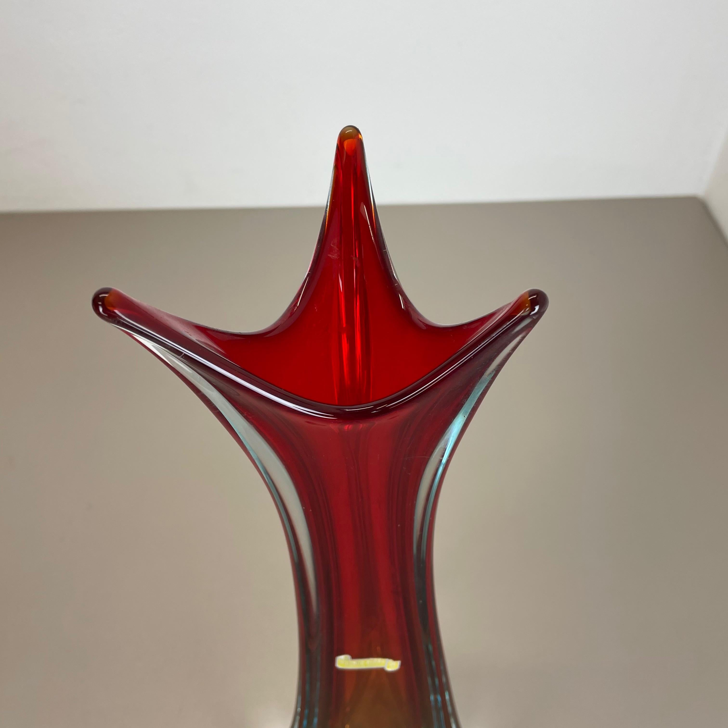 Extra Large Organic Multi-Color Murano Glass Sommerso Vase Italy, 1970s For Sale 2