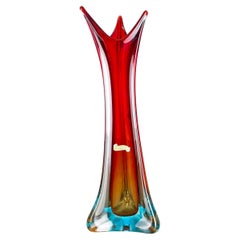 Extra Large Organic Multi-Color Murano Glass Sommerso Vase Italy, 1970s