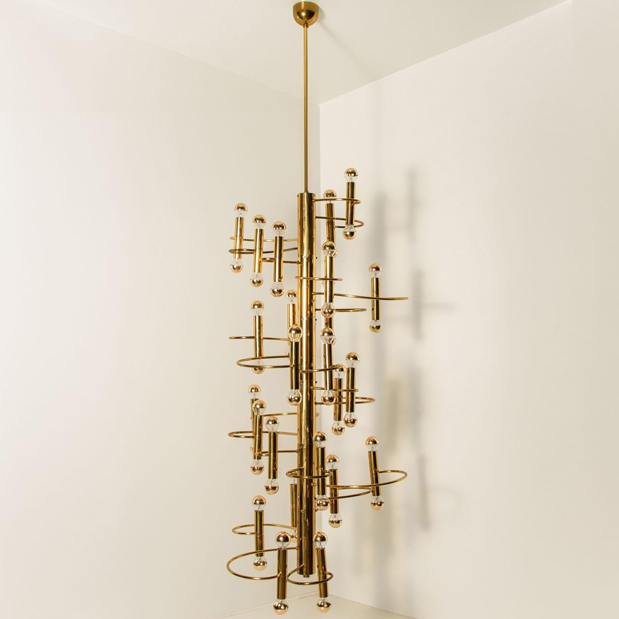 Metal Extra Large 48-Light Ceiling Fixture by Sciolari, Italy, 1970s