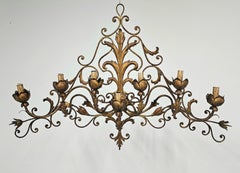 Extra Large 7-Arm Sconce done in gilt metal, featuring acanthus leaf by Palladio