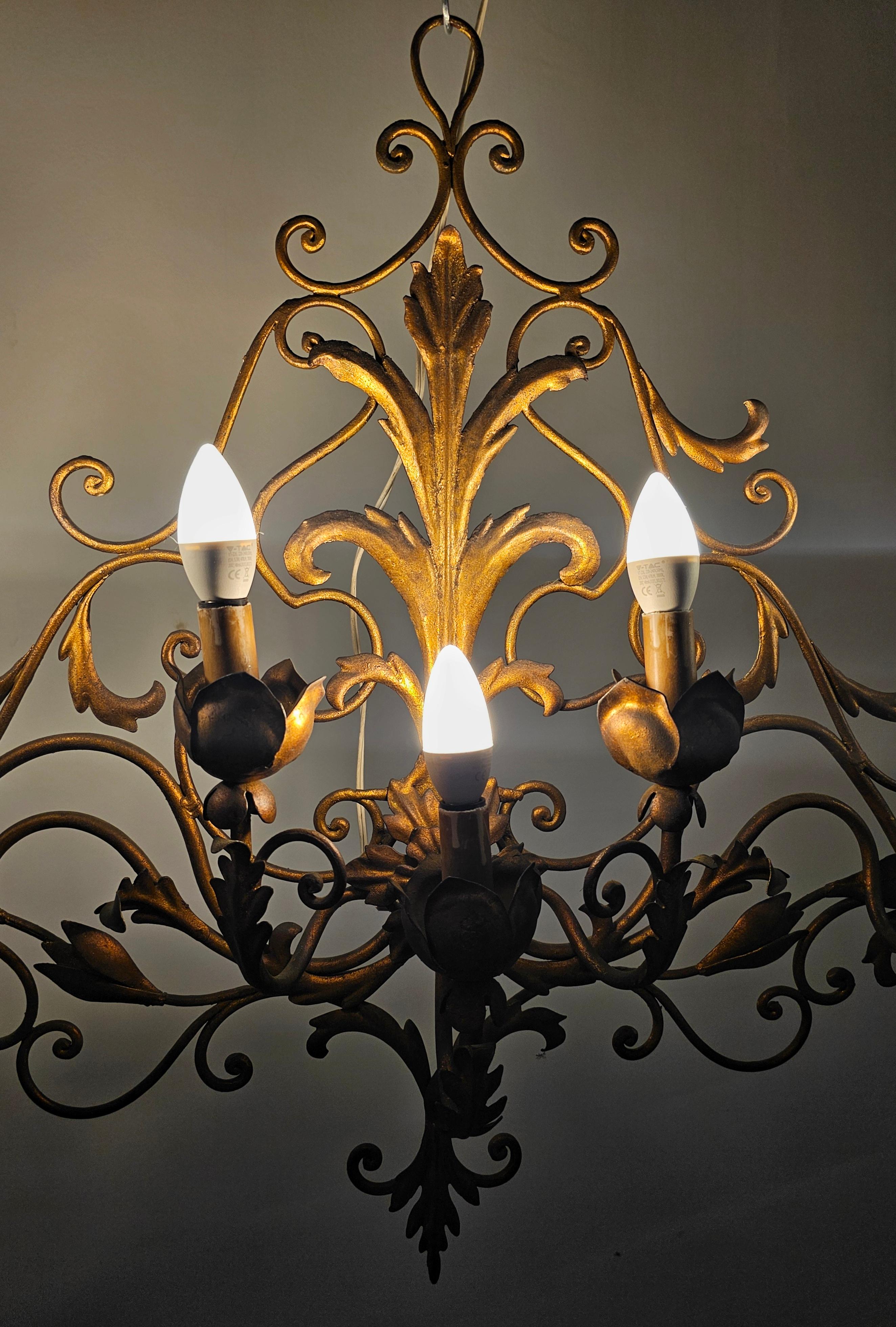 Mid-20th Century Extra Large 7-Arm Sconce done in gilt metal, featuring acanthus leaf by Palladio For Sale
