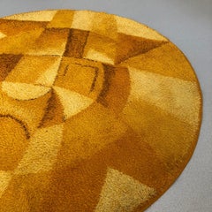 Extra Large Abstract Yellow 1970s High Pile Rug by Globus Rugs, Germany