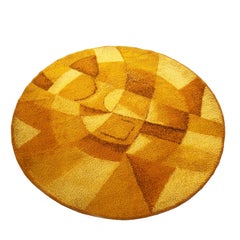 Vintage Extra Large Abstract Yellow 1970s High Pile Rug by Globus Rugs, Germany