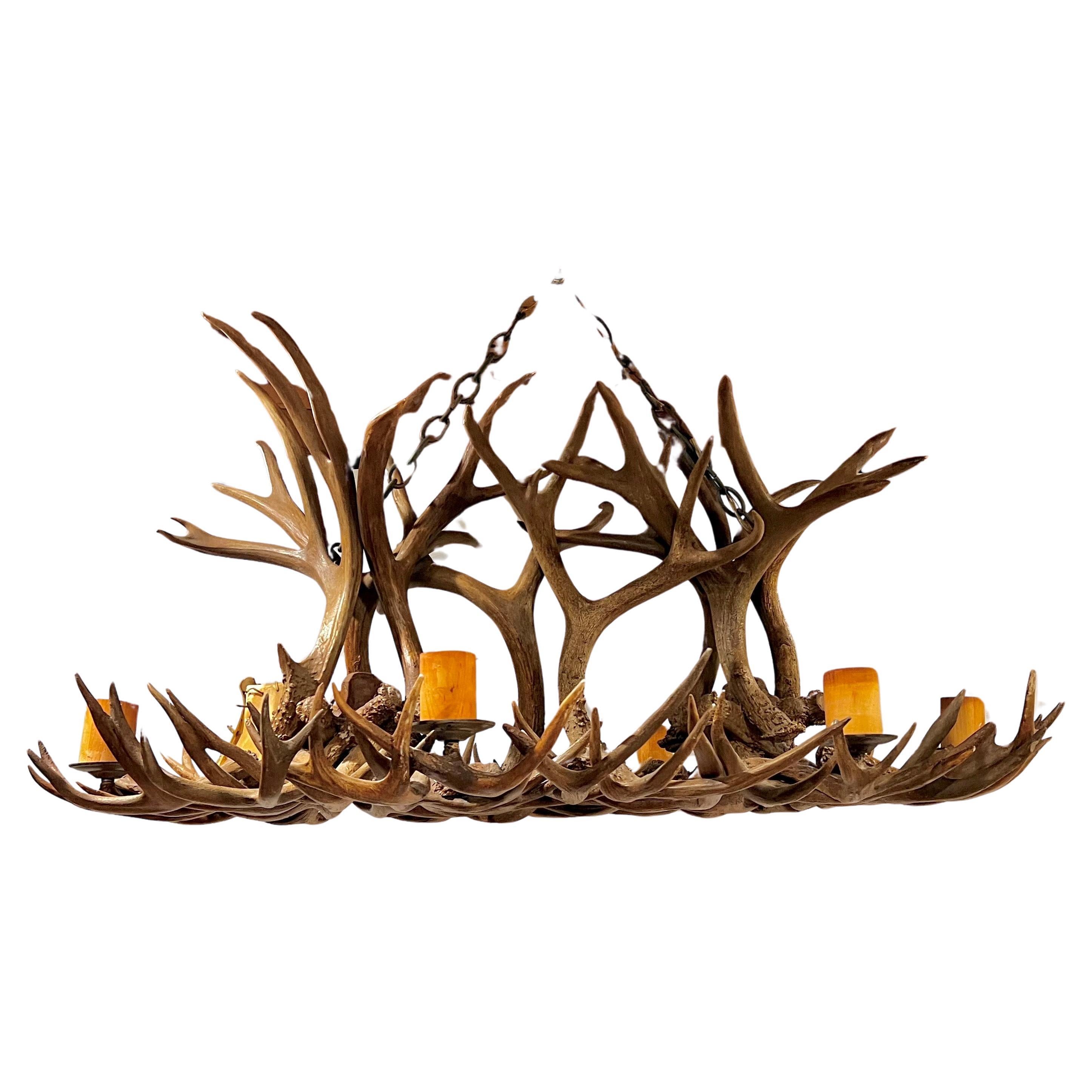 Extra Large Adirondack Resin Antler Chandelier Four Feet Wide