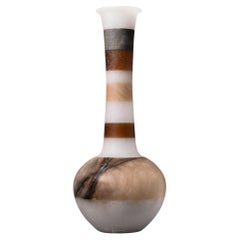 Extra Large Alabaster Vase with Bands of Bardiglio Marble
