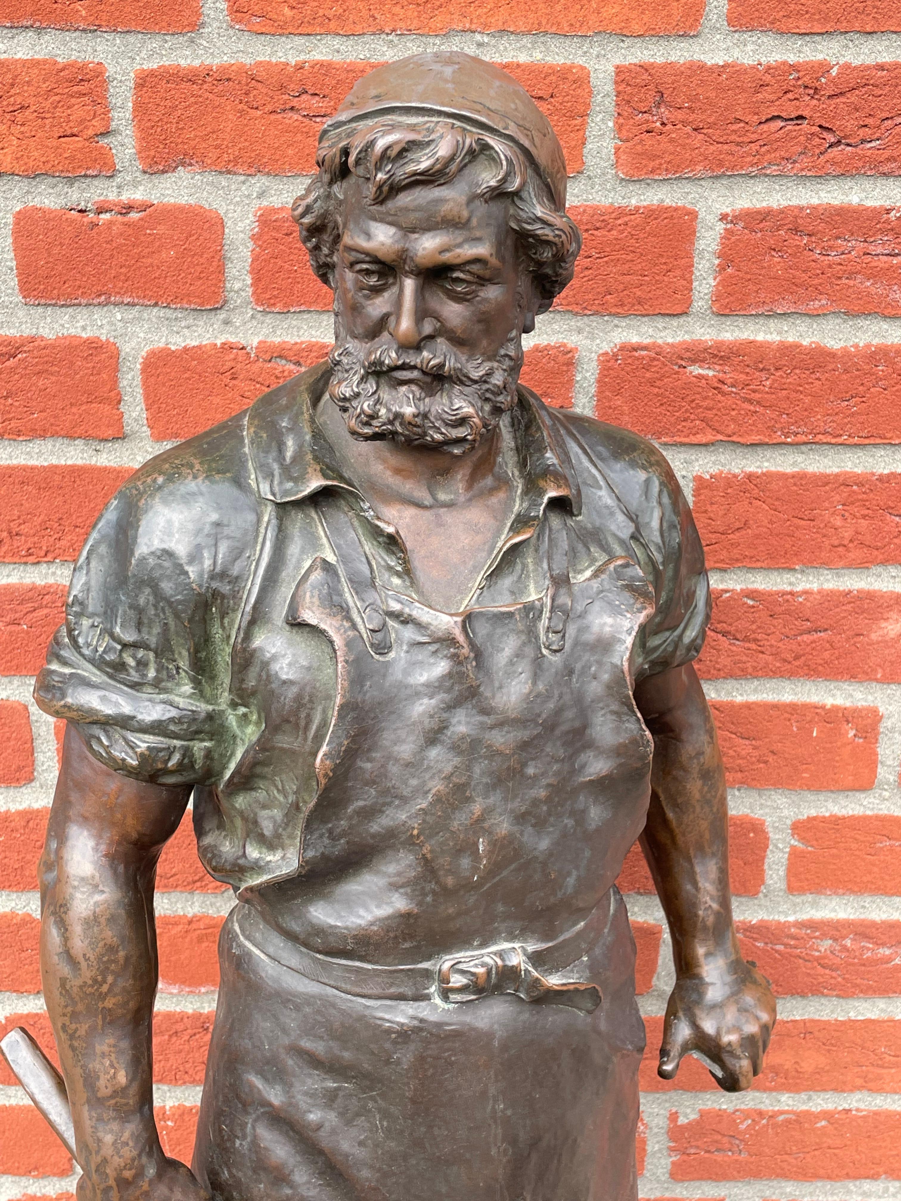 Extra Large & Amazingly Detailed Blacksmith Sculpture by Wilhelm Albermann 1880s 3