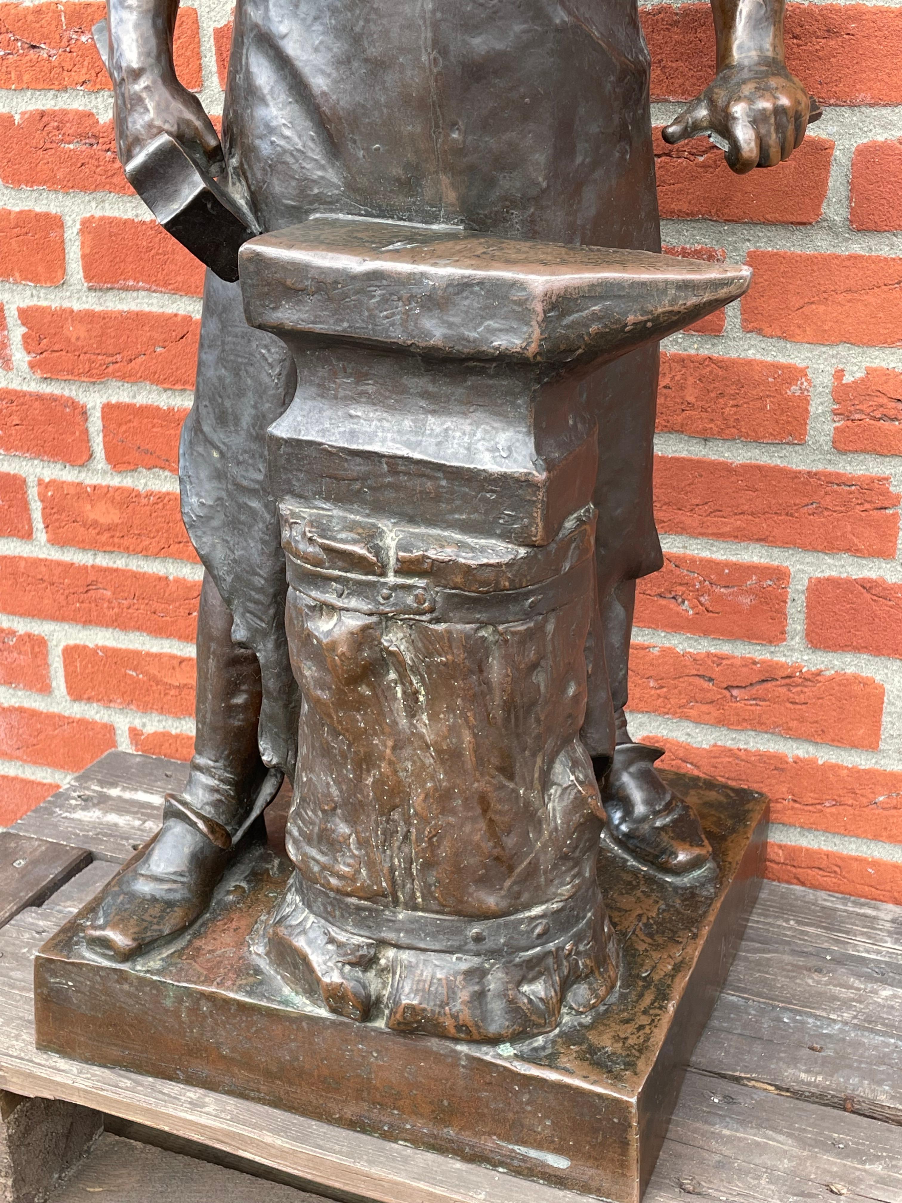 Extra Large & Amazingly Detailed Blacksmith Sculpture by Wilhelm Albermann 1880s 5