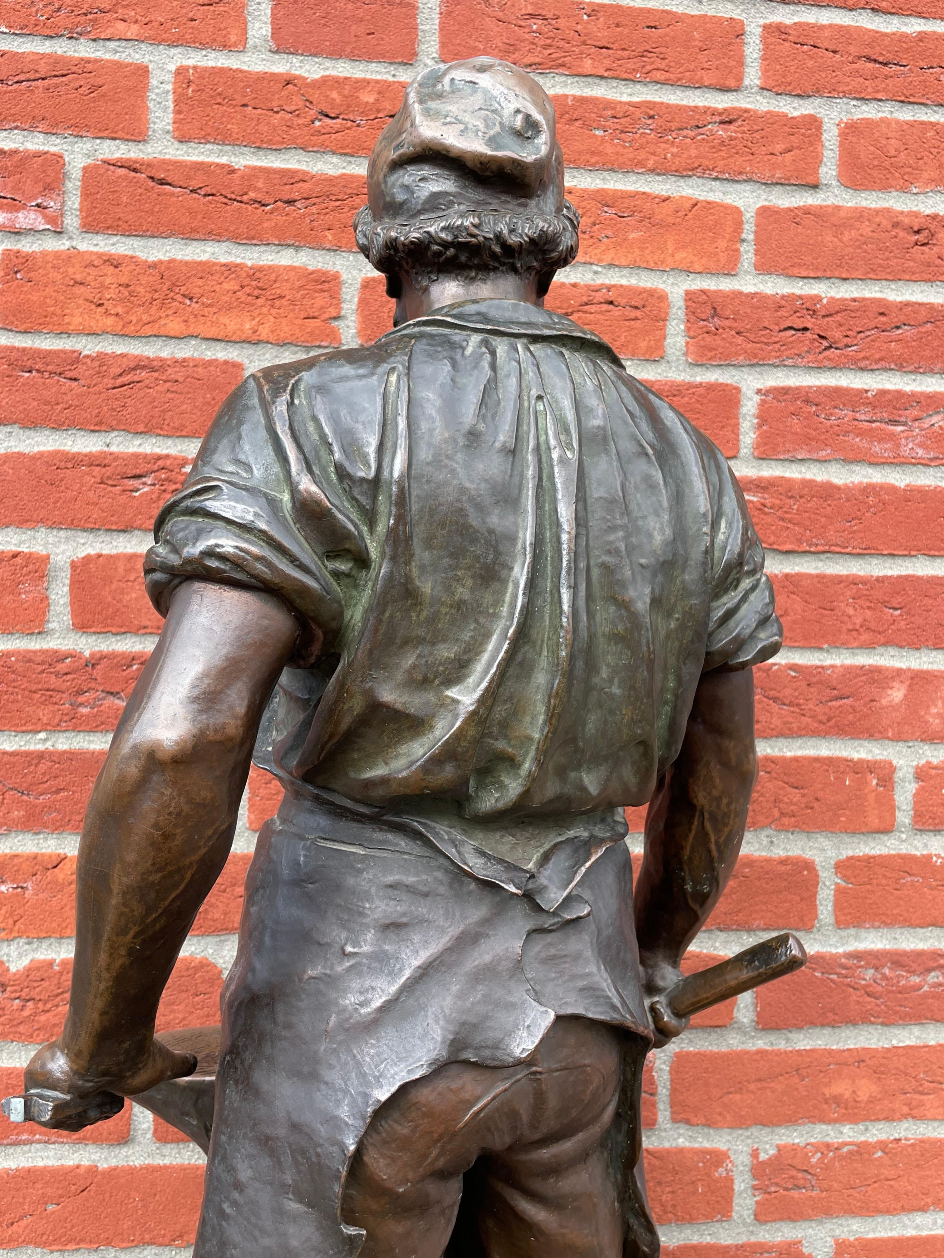 Extra Large & Amazingly Detailed Blacksmith Sculpture by Wilhelm Albermann 1880s 7