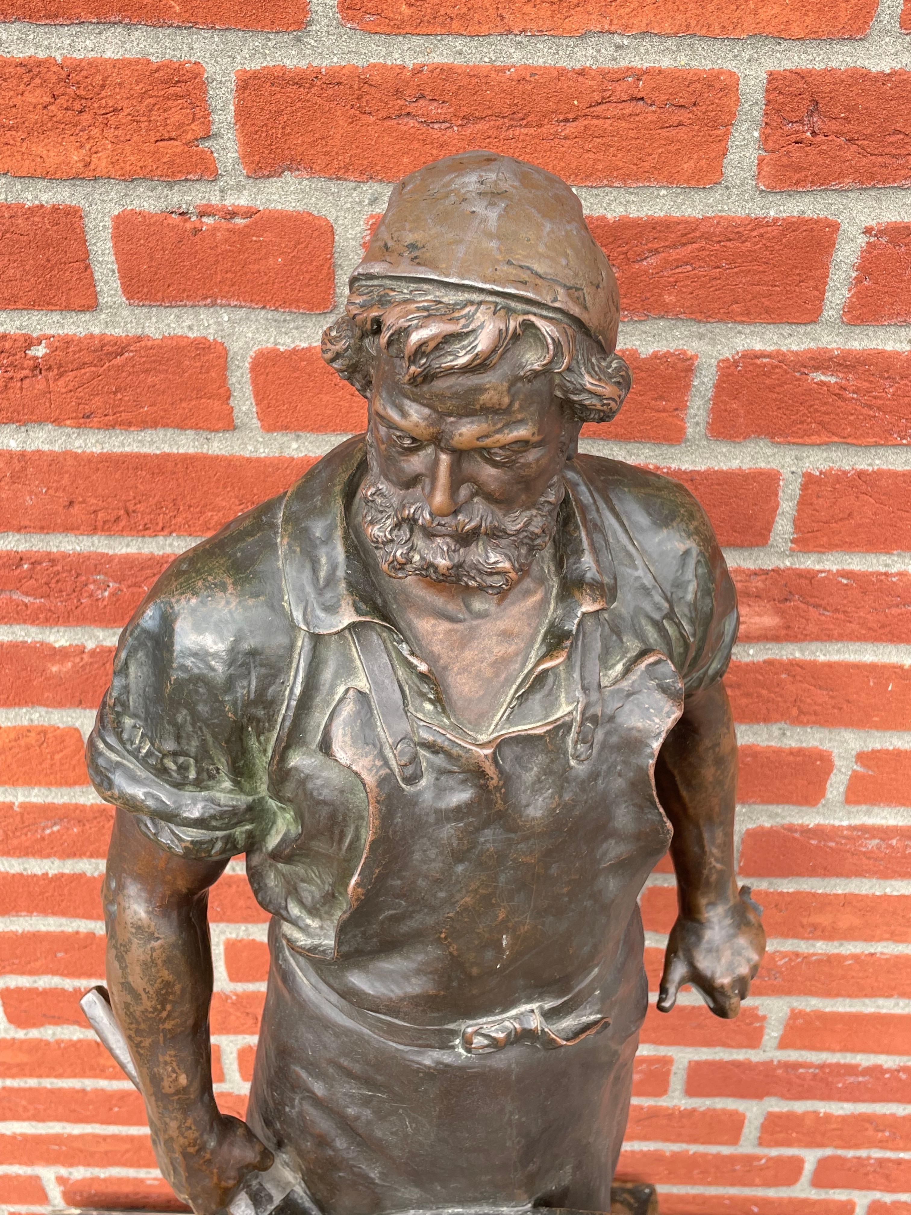 Extra Large & Amazingly Detailed Blacksmith Sculpture by Wilhelm Albermann 1880s 10