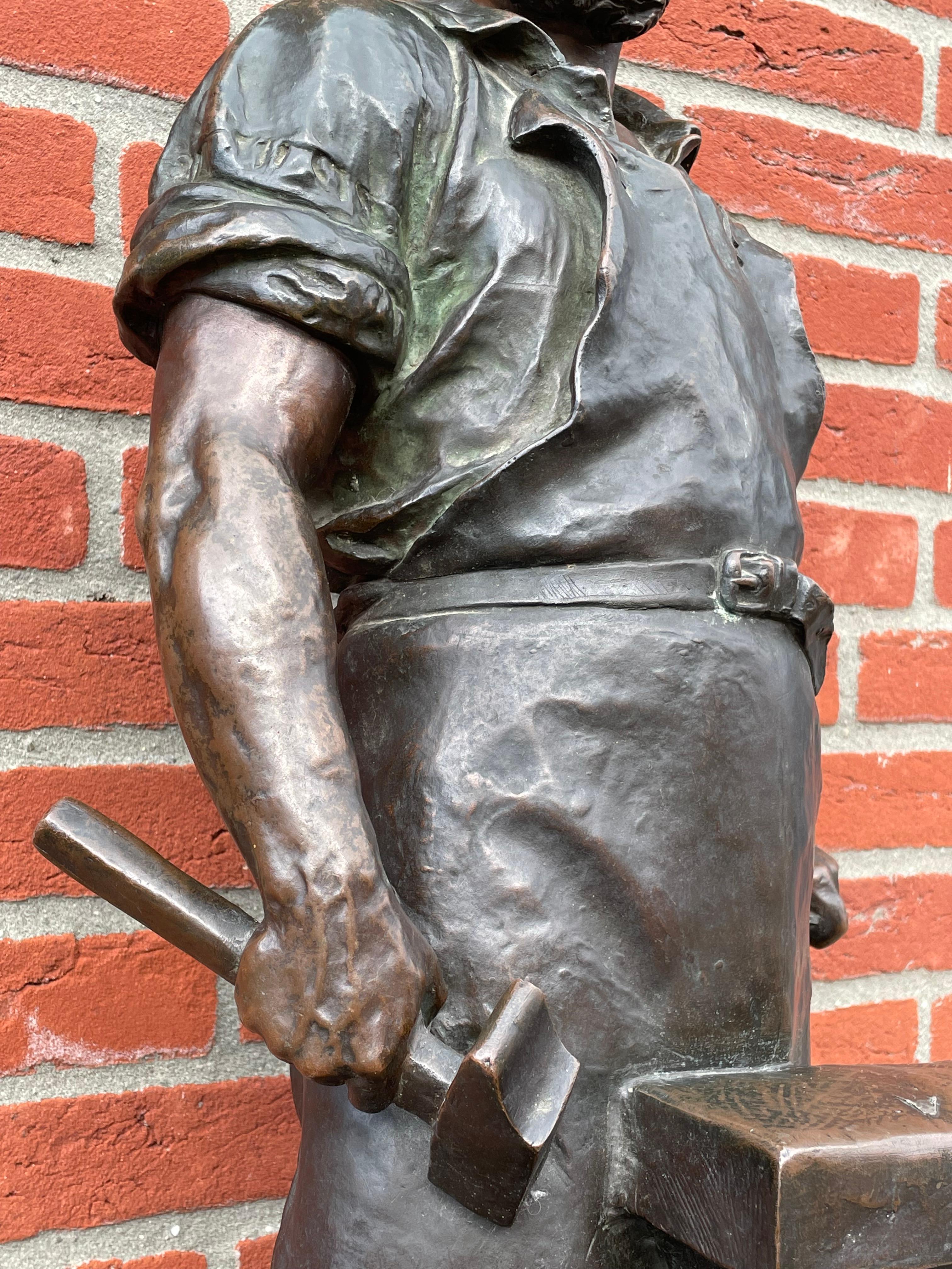 Biedermeier Extra Large & Amazingly Detailed Blacksmith Sculpture by Wilhelm Albermann 1880s