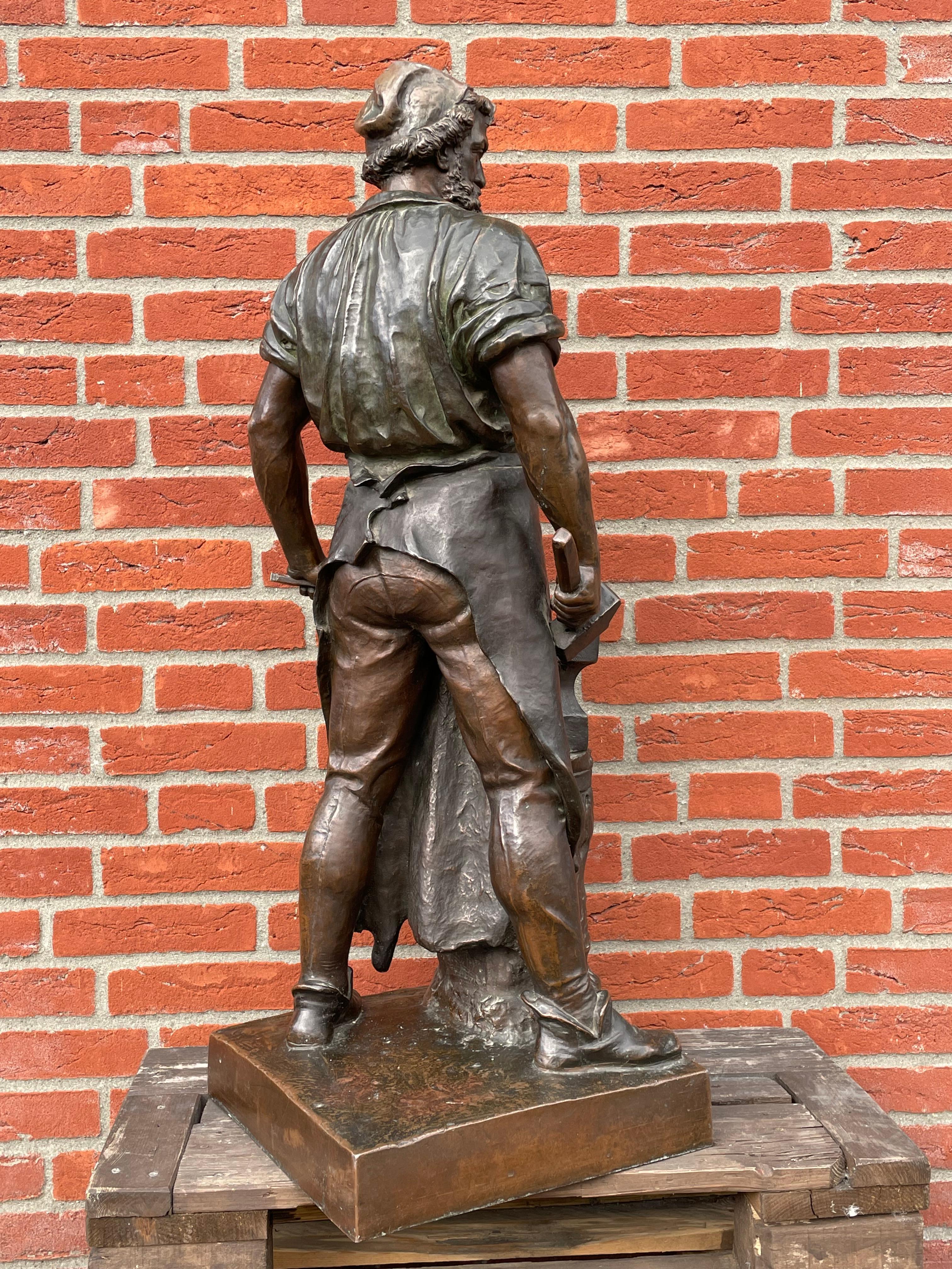 Extra Large & Amazingly Detailed Blacksmith Sculpture by Wilhelm Albermann 1880s In Good Condition In Lisse, NL
