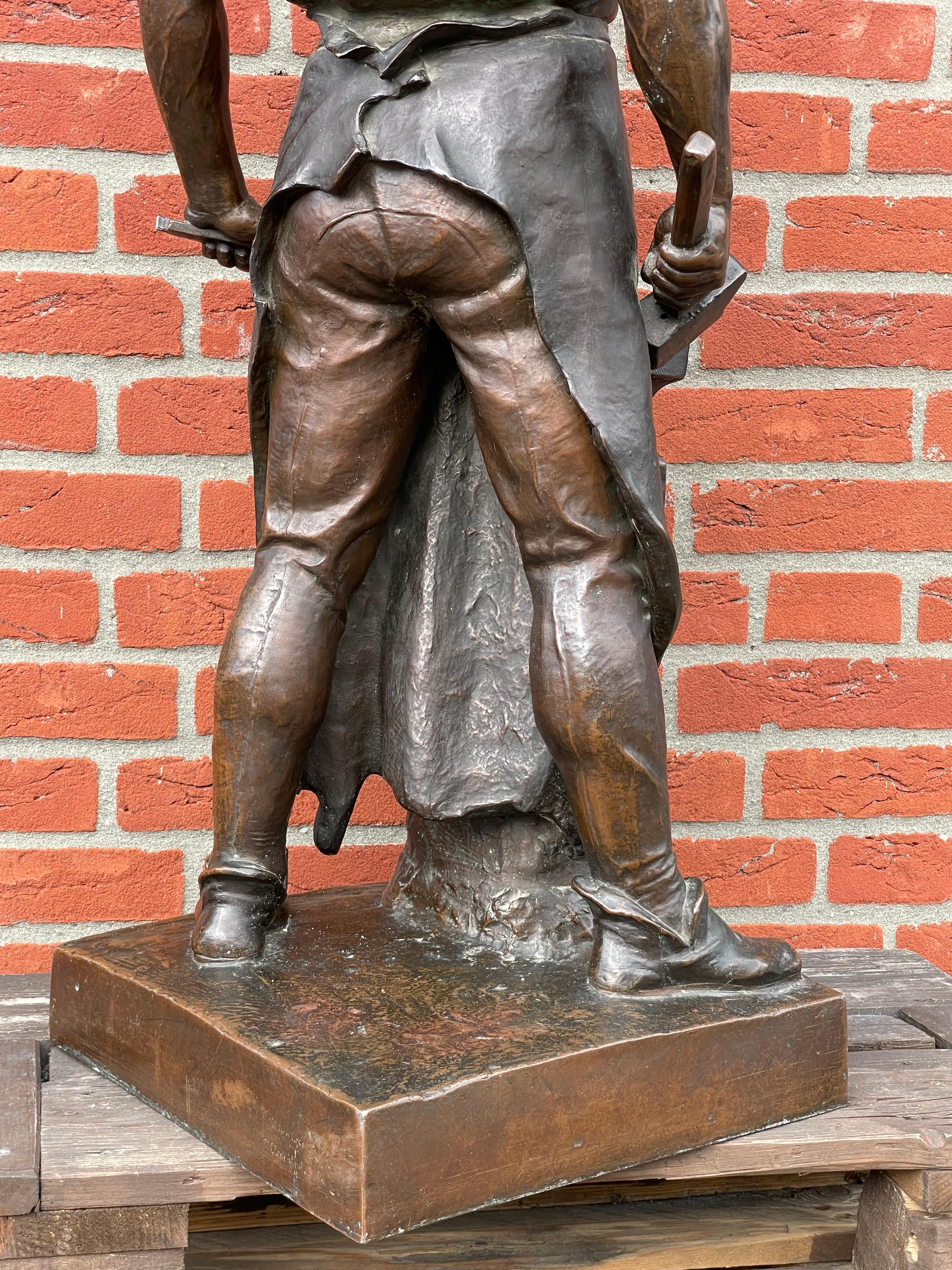 19th Century Extra Large & Amazingly Detailed Blacksmith Sculpture by Wilhelm Albermann 1880s