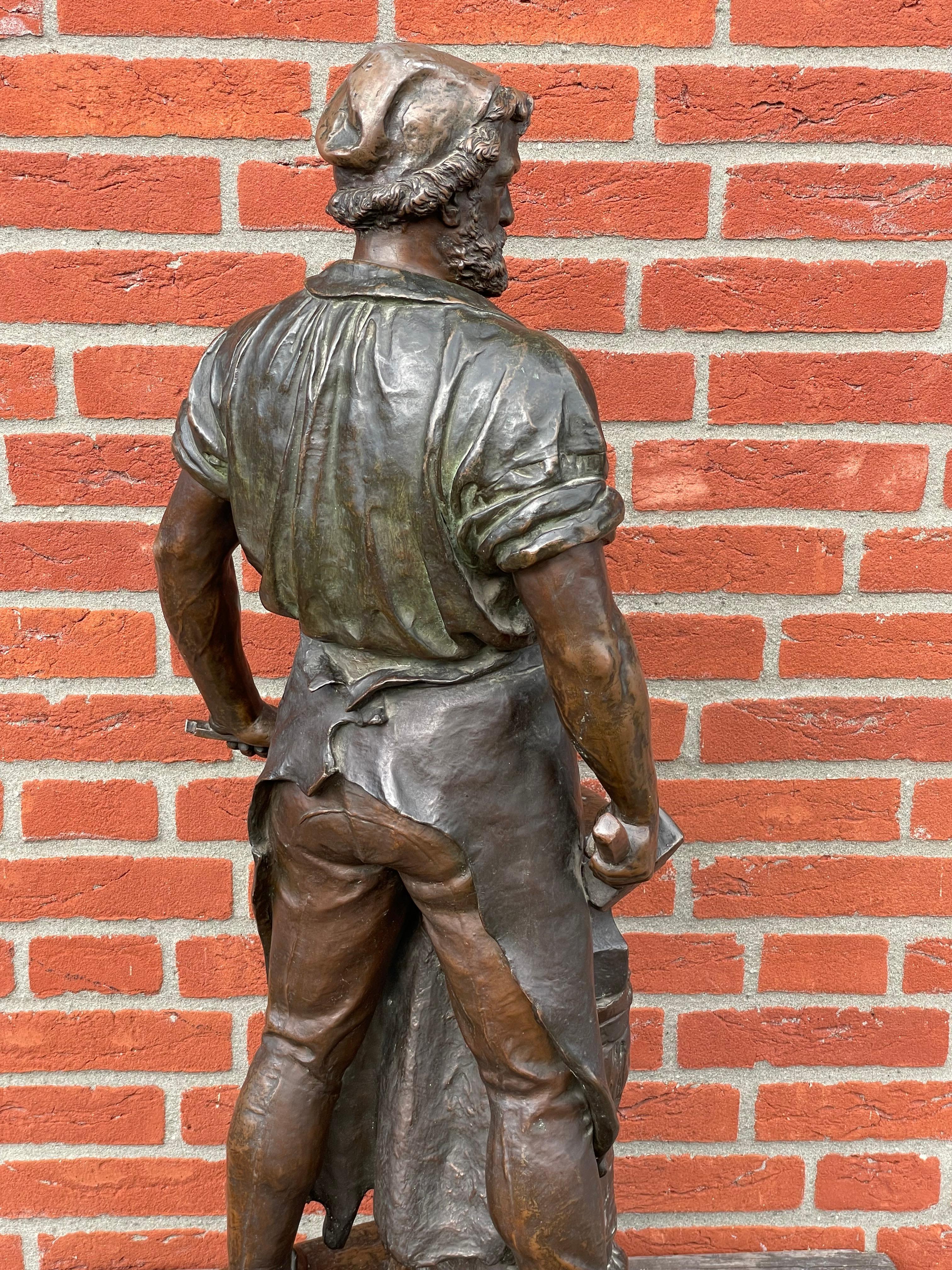Metal Extra Large & Amazingly Detailed Blacksmith Sculpture by Wilhelm Albermann 1880s