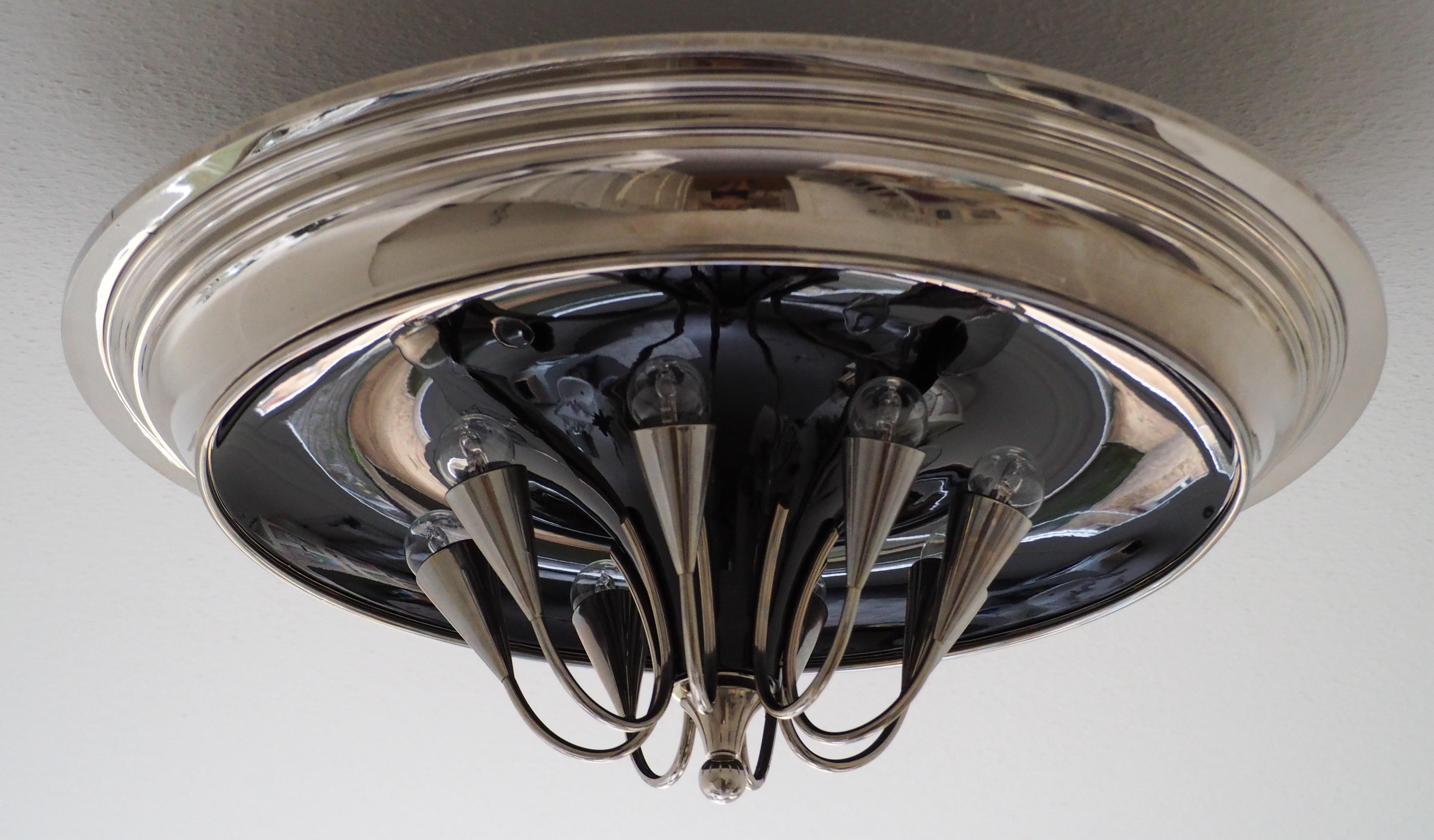 Lacquered Extra Large Austrian Art Deco Style  Flush Mount, circa 1970s For Sale