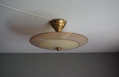 Extra Large and Excellent Condition 3-Light Mid-Century Modern Glass Flushmount