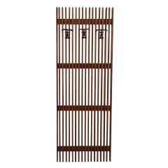 Extra Large and Heavy Italian Teak Slatted Wall Mount Coat Rack