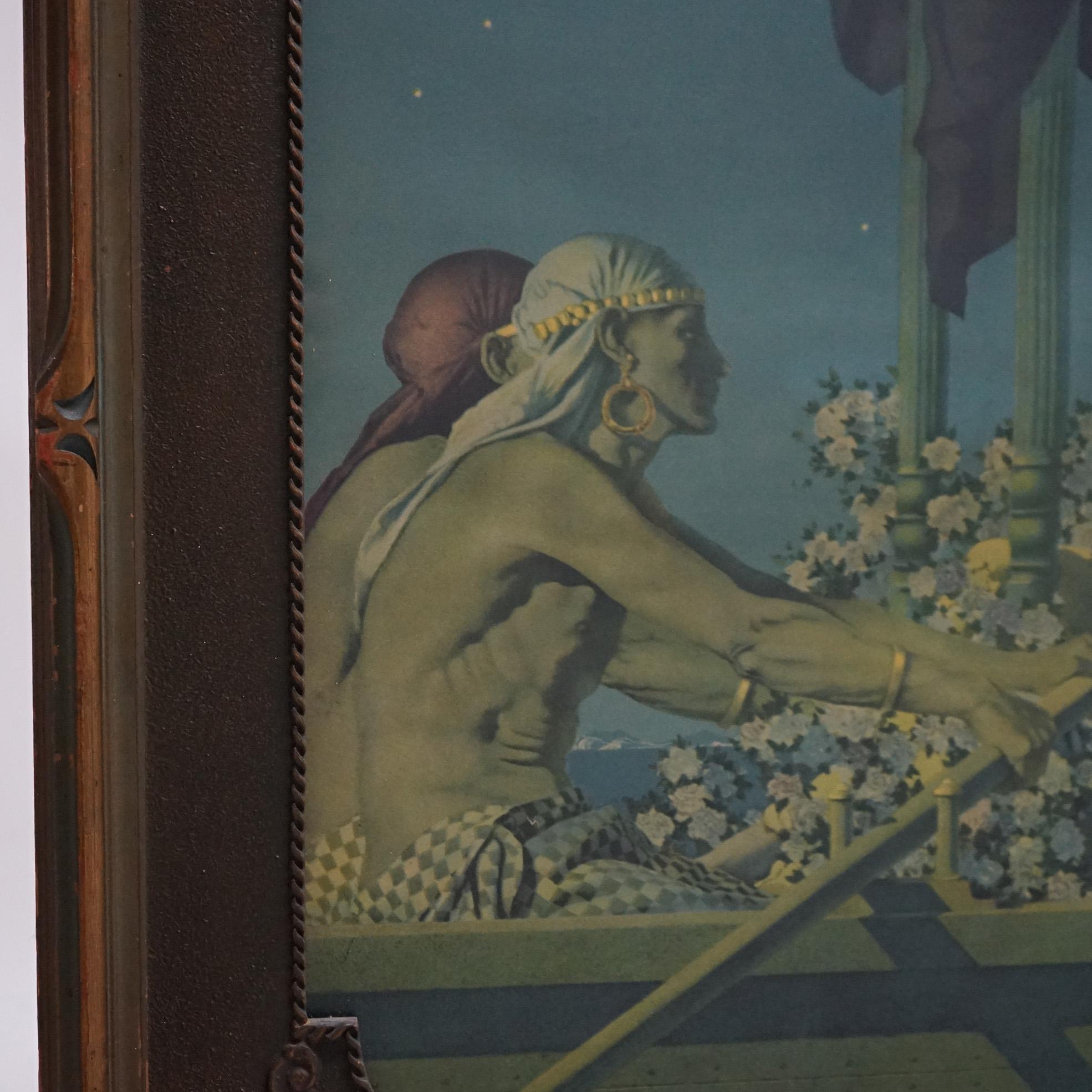 Stampa antica extra large di Maxfield Parrish in stile Art Deco 