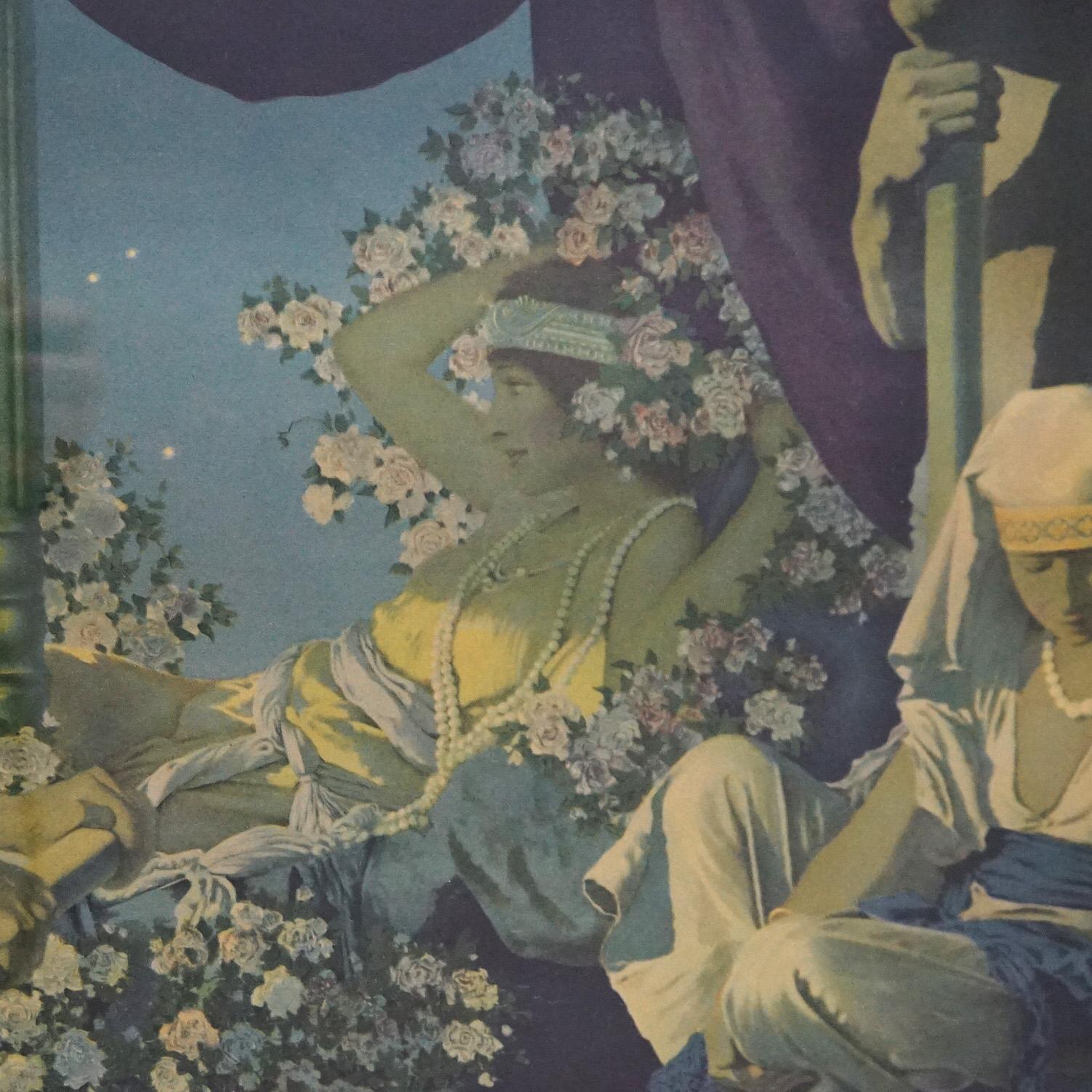 Legno Stampa antica extra large di Maxfield Parrish in stile Art Deco 