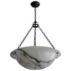 Extra Large Antique Black & White Alabaster Chandelier Top Quality Light Fixture