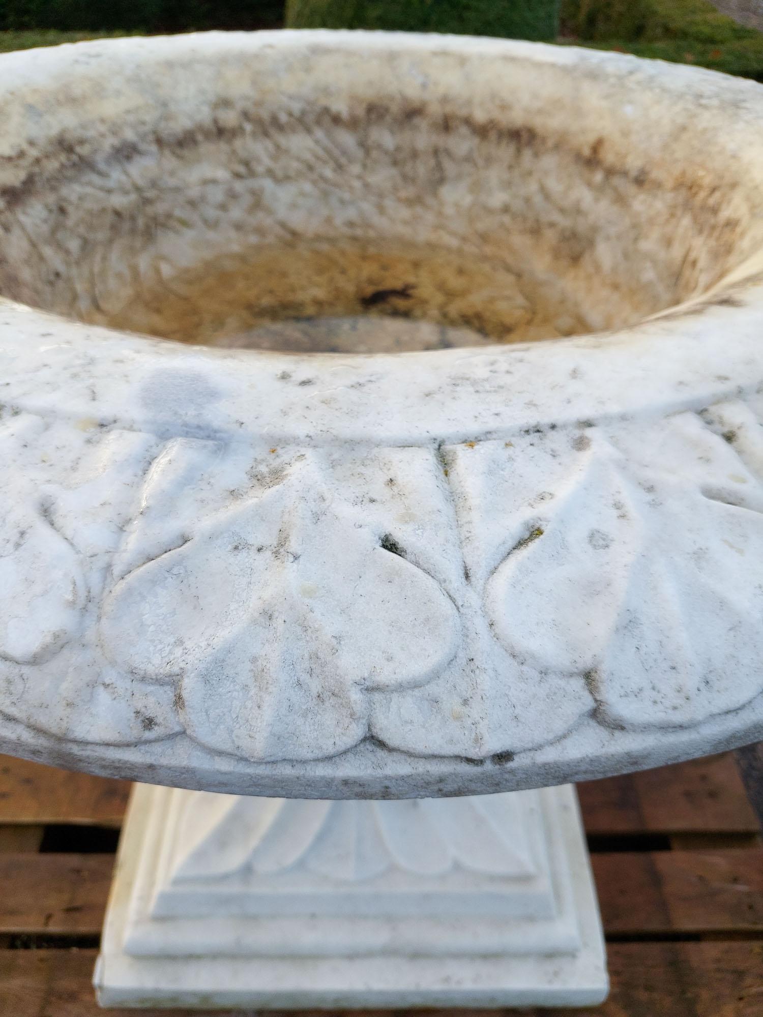 19th Century Extra large antique carved white carrara marble garden vase For Sale