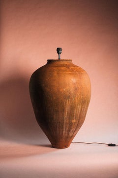 Extra Large Antique Early 20th Century Turkish Terracotta Olive Jar Lamp