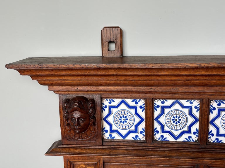 Extra Large Antique Hand Carved Wall Coat Rack w. Rare Eight Pointed ...