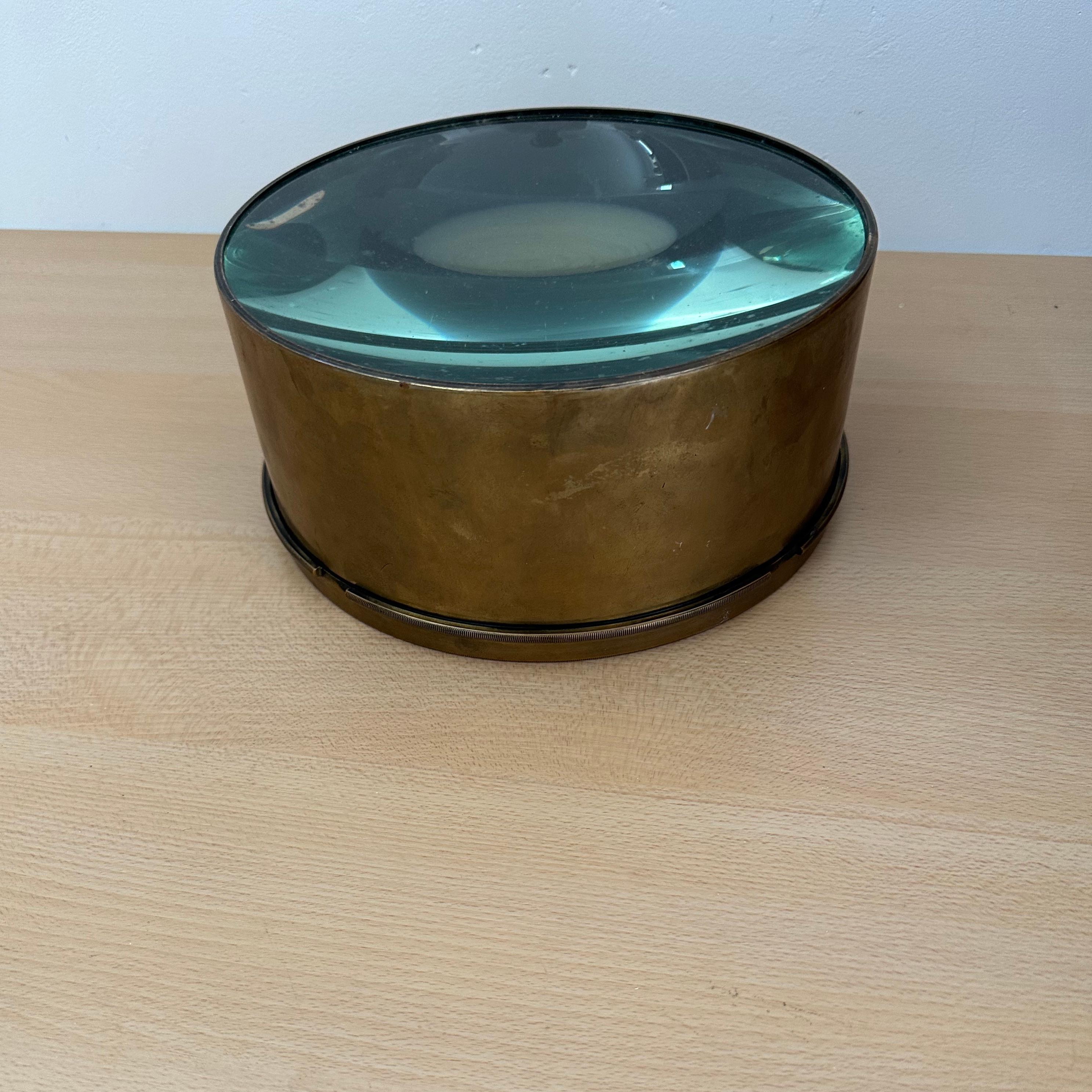 20th Century Extra Large Antique Mounted Magic Lantern Condensing / Magnifying / Optical Lens