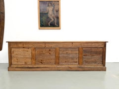 Extra Large Antique Pine Shop Counter, Original Patina, 1920s