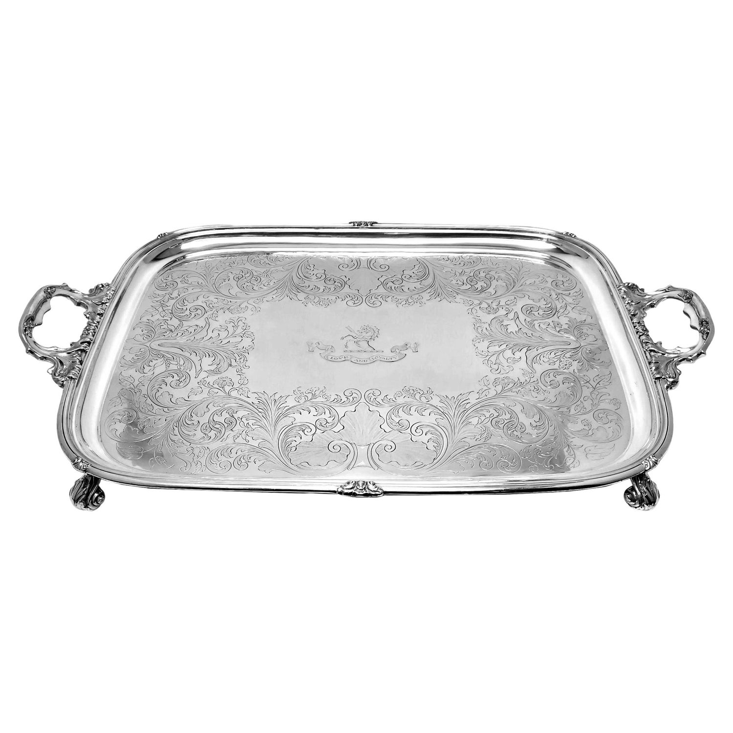 Extra Large Antique Silver Two Handled Serving Tray / Tea Tray, 1909