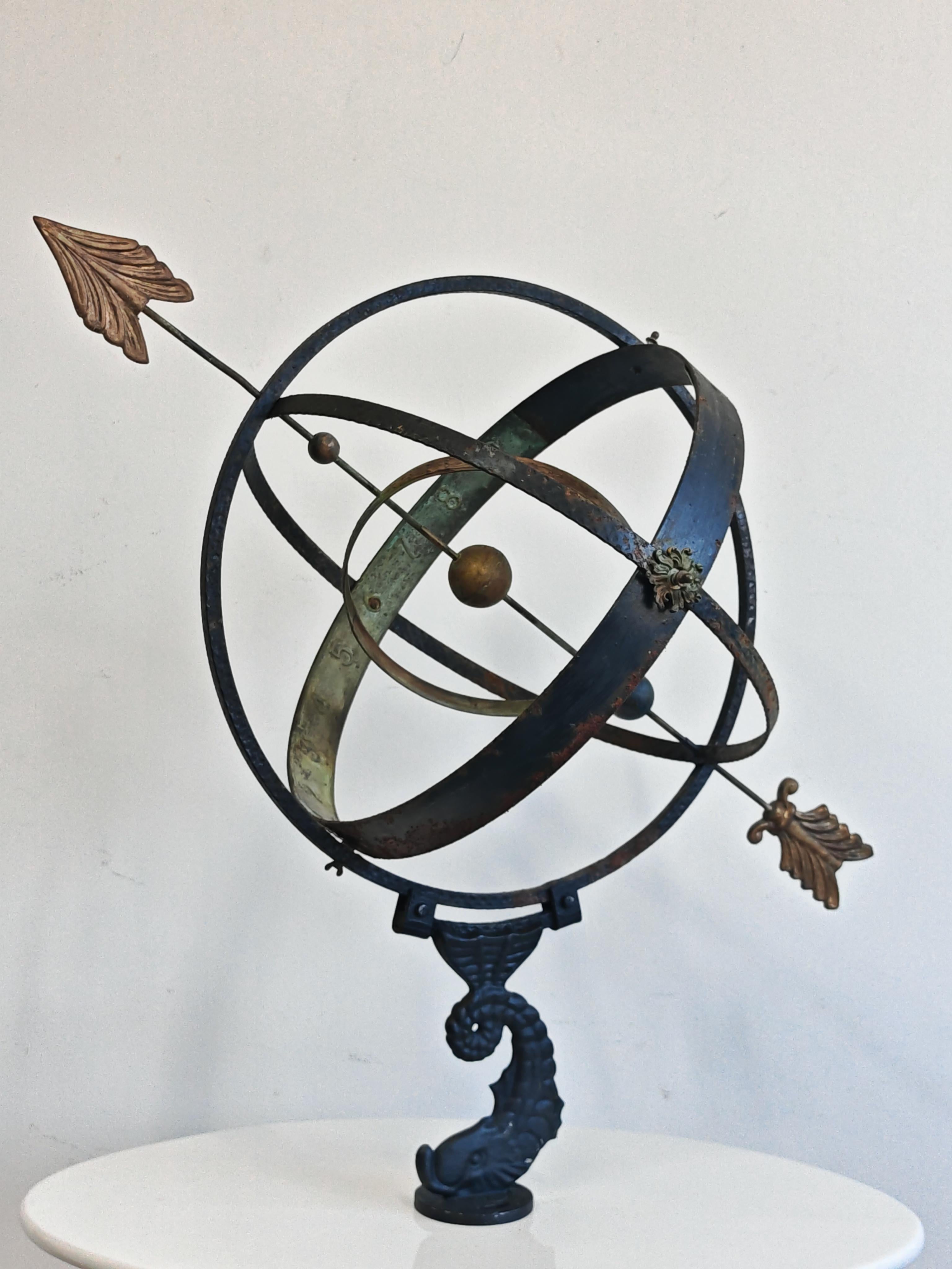 Extra Large Antique Sundial in iron and bronze, France 19th Century im Angebot 4