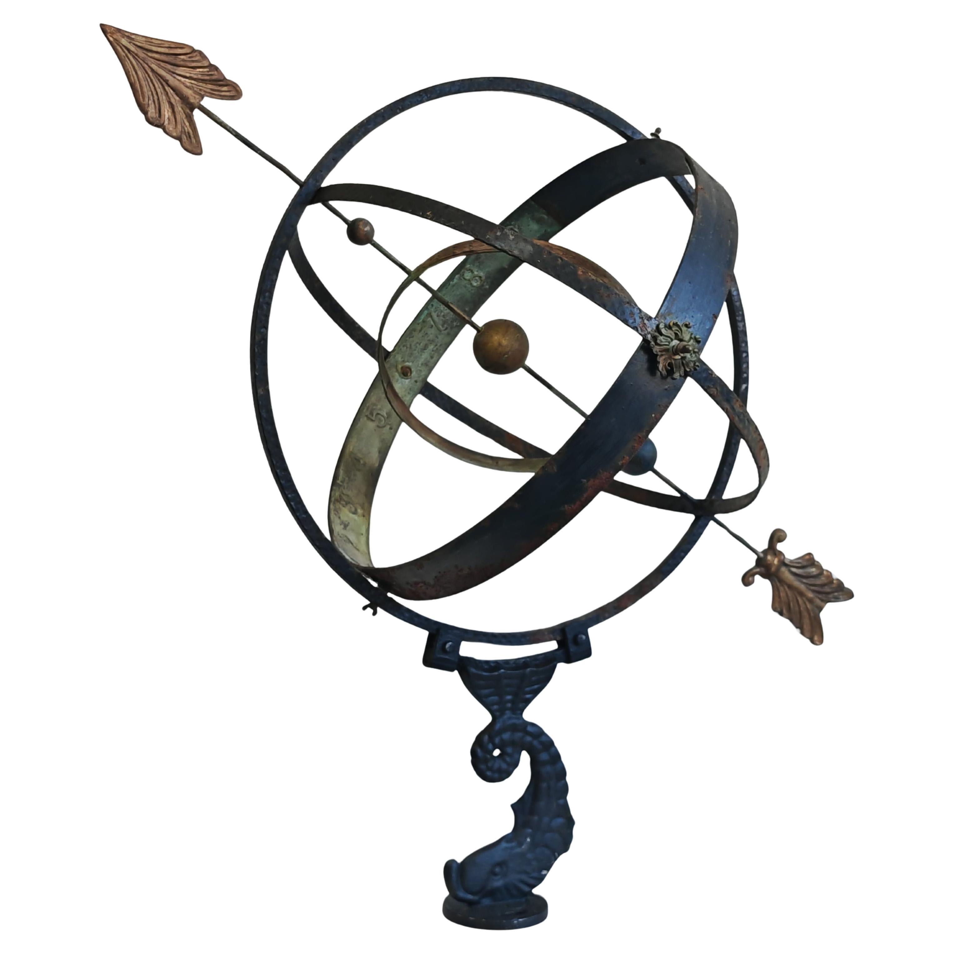 Extra Large Antique Sundial in iron and bronze, France 19th Century im Angebot