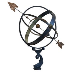 Extra Large Antique Sundial in iron and bronze, France 19th Century