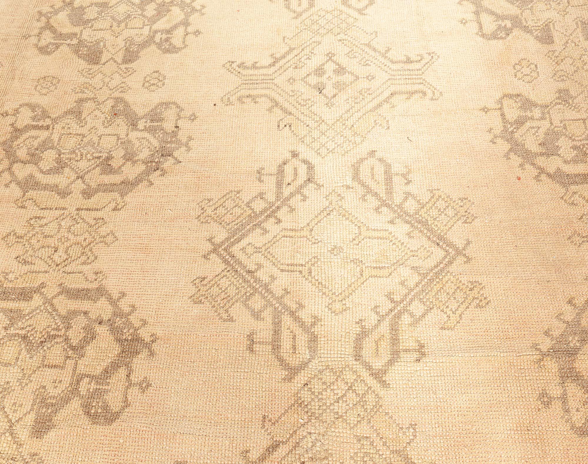 Hand-Woven Doris Leslie Blau Antique Turkish Oushak Rug For Sale
