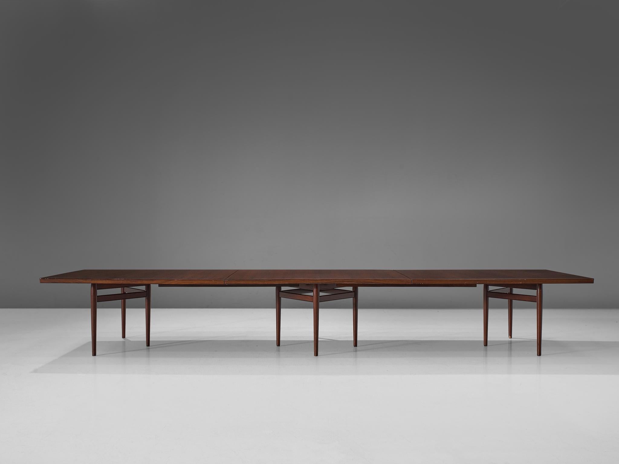 Danish Extra Large Arne Vodder Dining Table in Rosewood