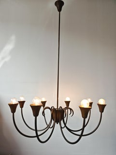 Extra Large Art Deco 8-Arm Chandelier in Brass, Austria 1930s