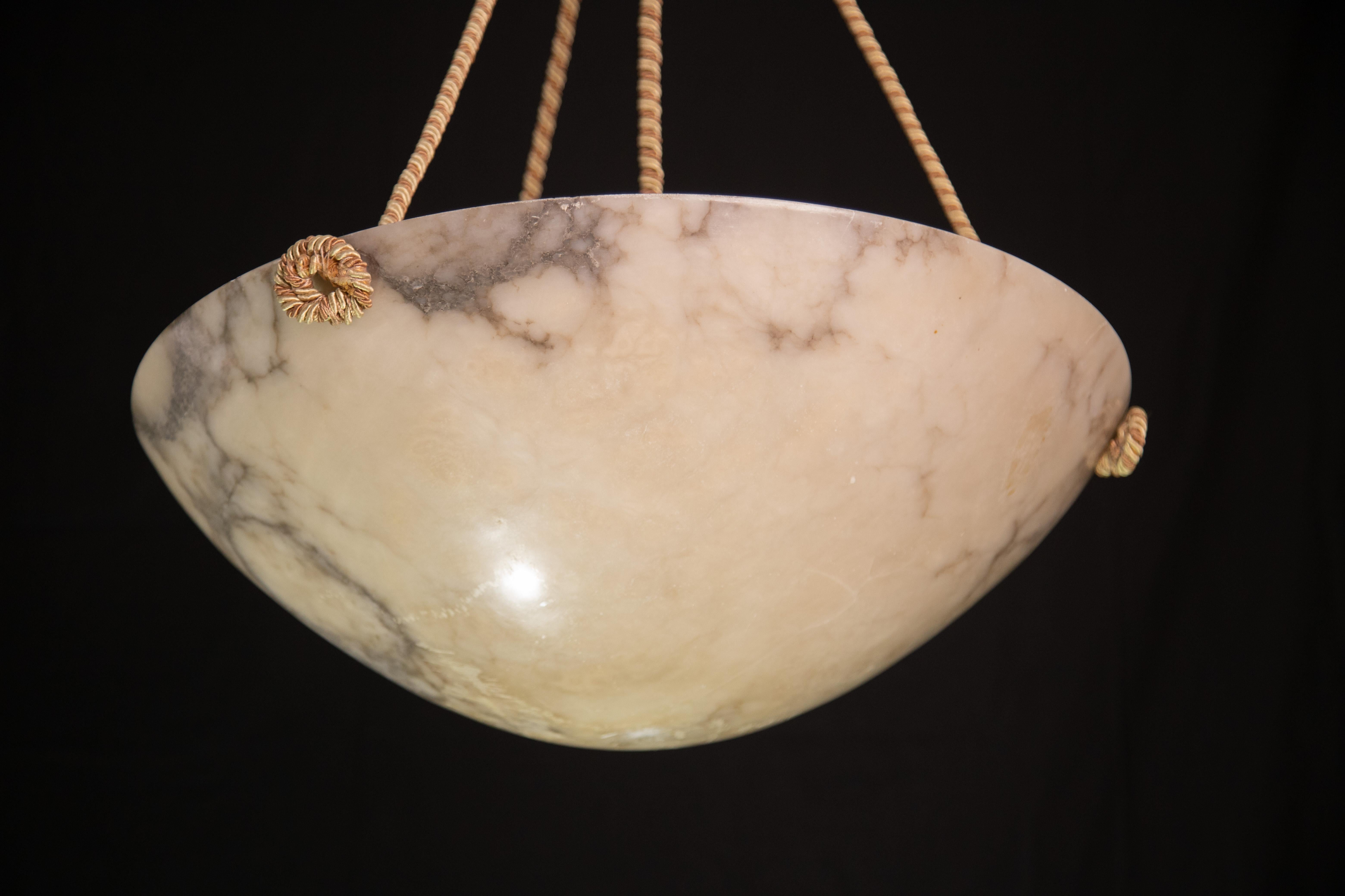 EXTRA LARGE Art Deco Alabaster Chandelier, 1950s 5