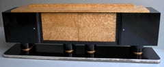 Albert Guenot,  Extra Large Art Deco Black and Burl Wood Sideboard, France 1930s